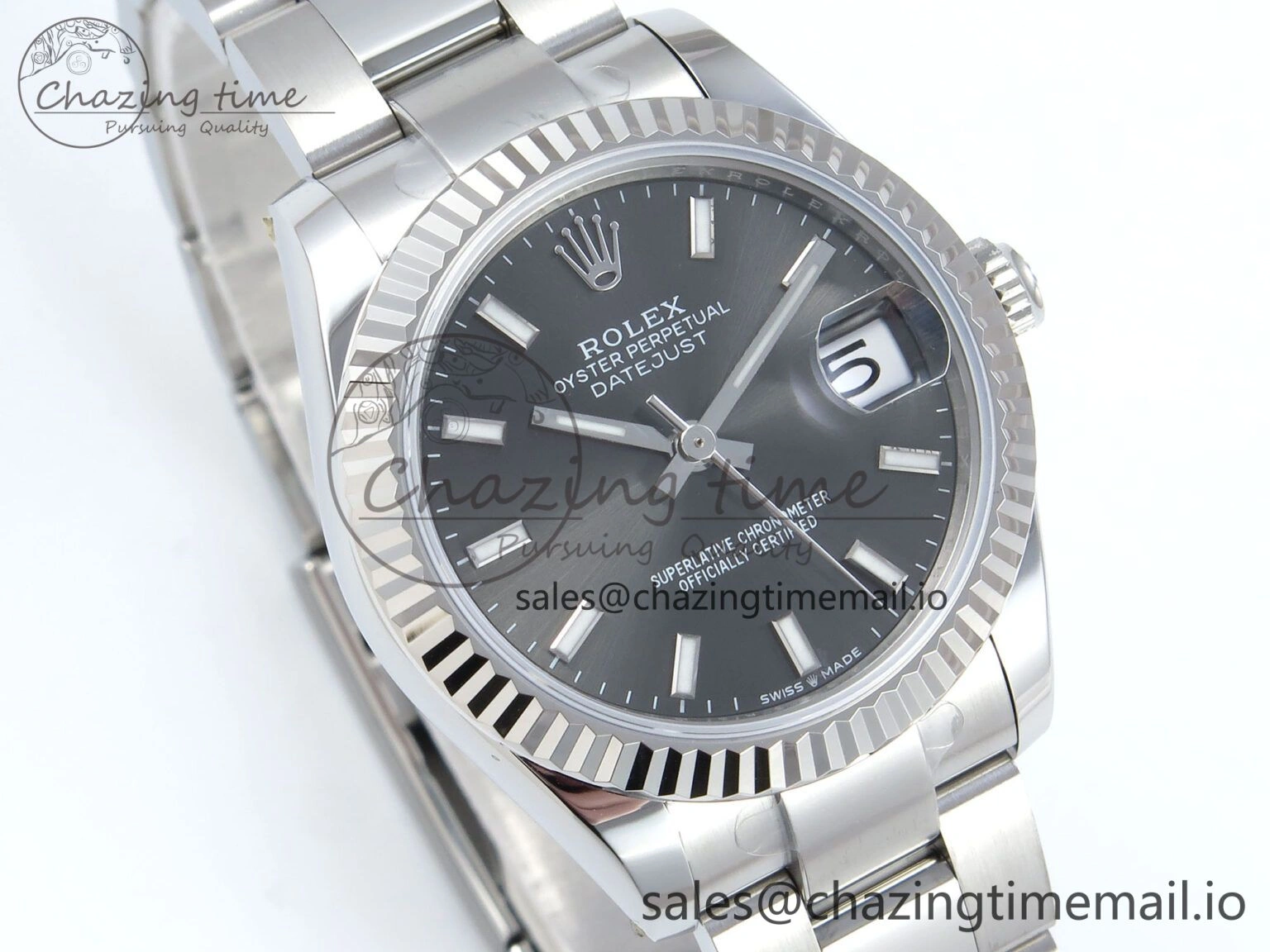 Original DateJust 31 278274 ARF 1:1 Best Edition 904L Steel Gray Dial Stick Marker on SS Oyster Bracelet ETA 559