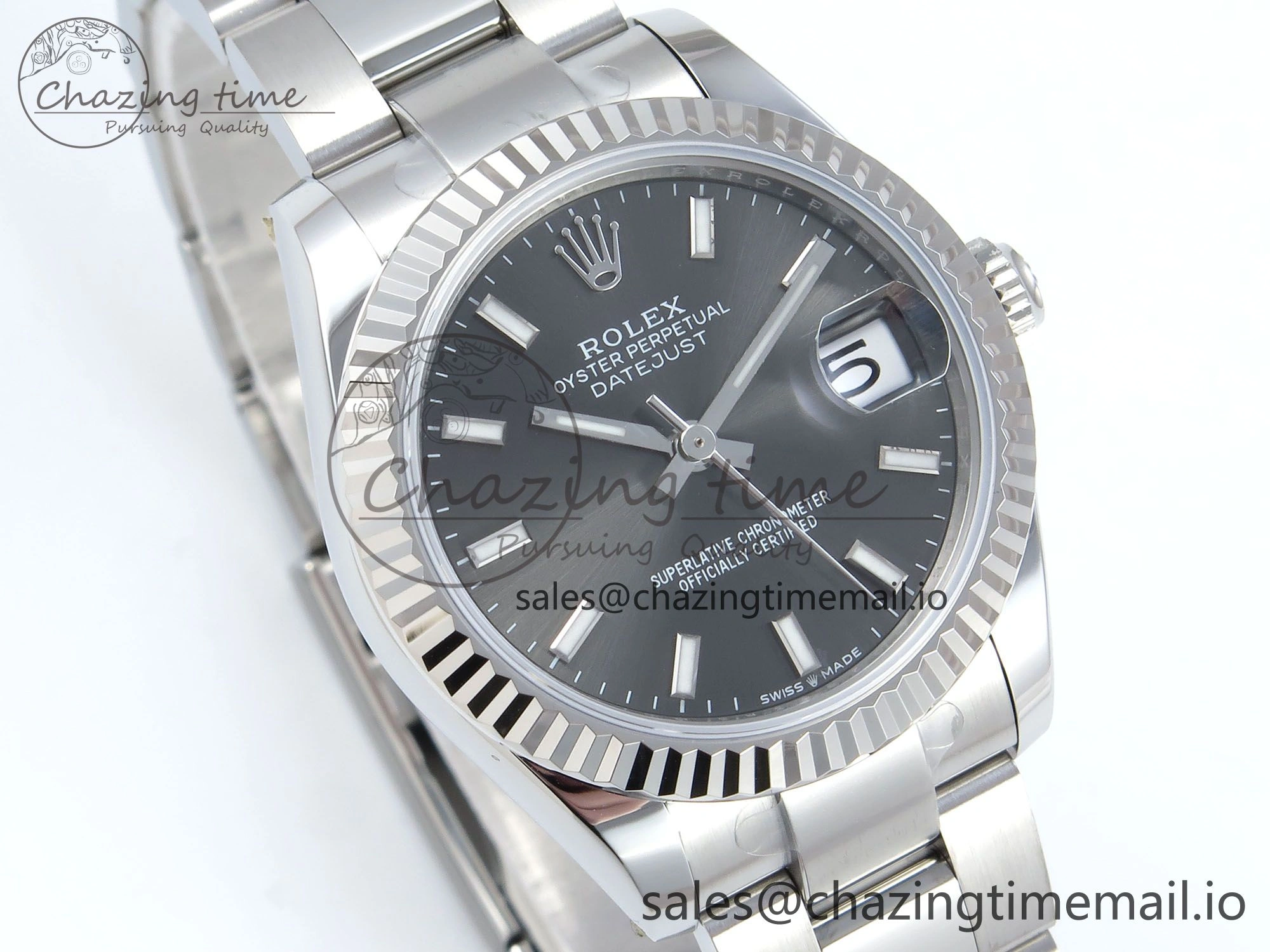 Original DateJust 31 278274 ARF 1:1 Best Edition 904L Steel Gray Dial Stick Marker on SS Oyster Bracelet ETA 559