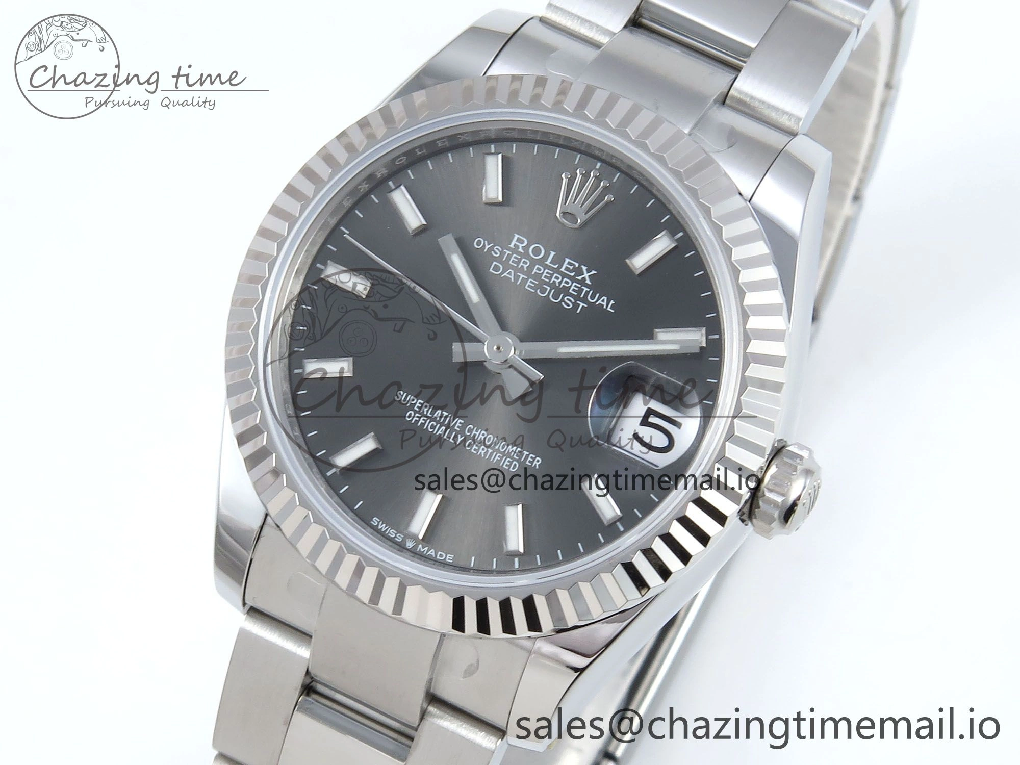 Original DateJust 31 278274 ARF 1:1 Best Edition 904L Steel Gray Dial Stick Marker on SS Oyster Bracelet ETA 559