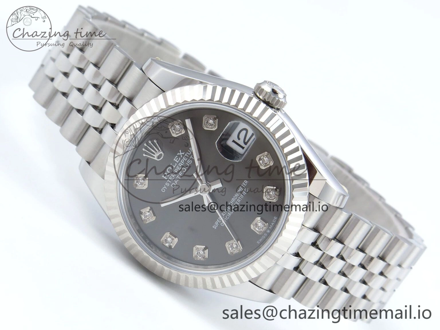 Affordable DateJust 31 278274 ARF 1:1 Best Edition 904L Steel Gray Diamonds Dial on SS Jubilee Bracelet ETA 541