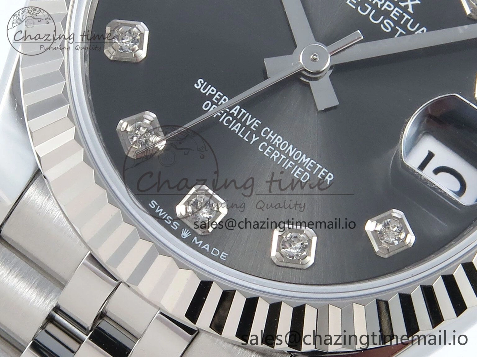 Affordable DateJust 31 278274 ARF 1:1 Best Edition 904L Steel Gray Diamonds Dial on SS Jubilee Bracelet ETA 541