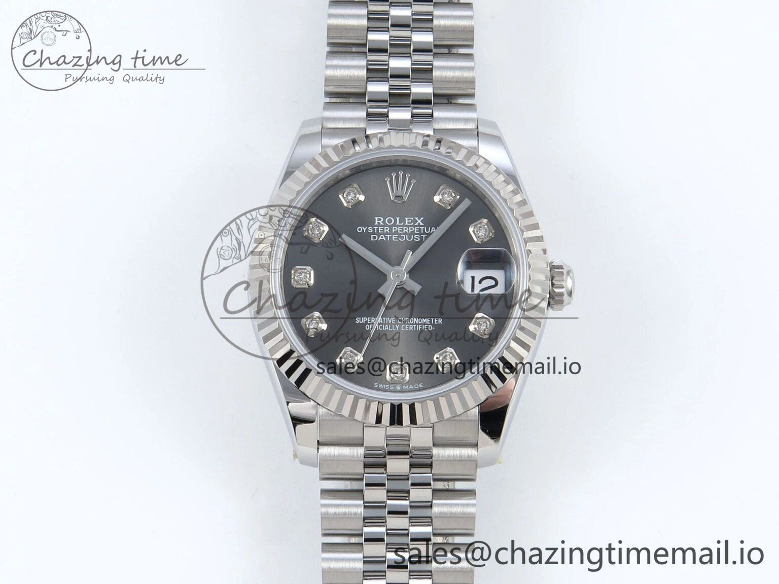 Affordable DateJust 31 278274 ARF 1:1 Best Edition 904L Steel Gray Diamonds Dial on SS Jubilee Bracelet ETA 541