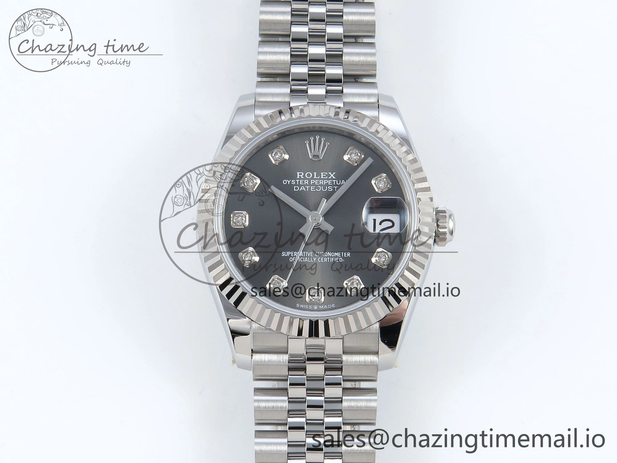 Affordable DateJust 31 278274 ARF 1:1 Best Edition 904L Steel Gray Diamonds Dial on SS Jubilee Bracelet ETA 541