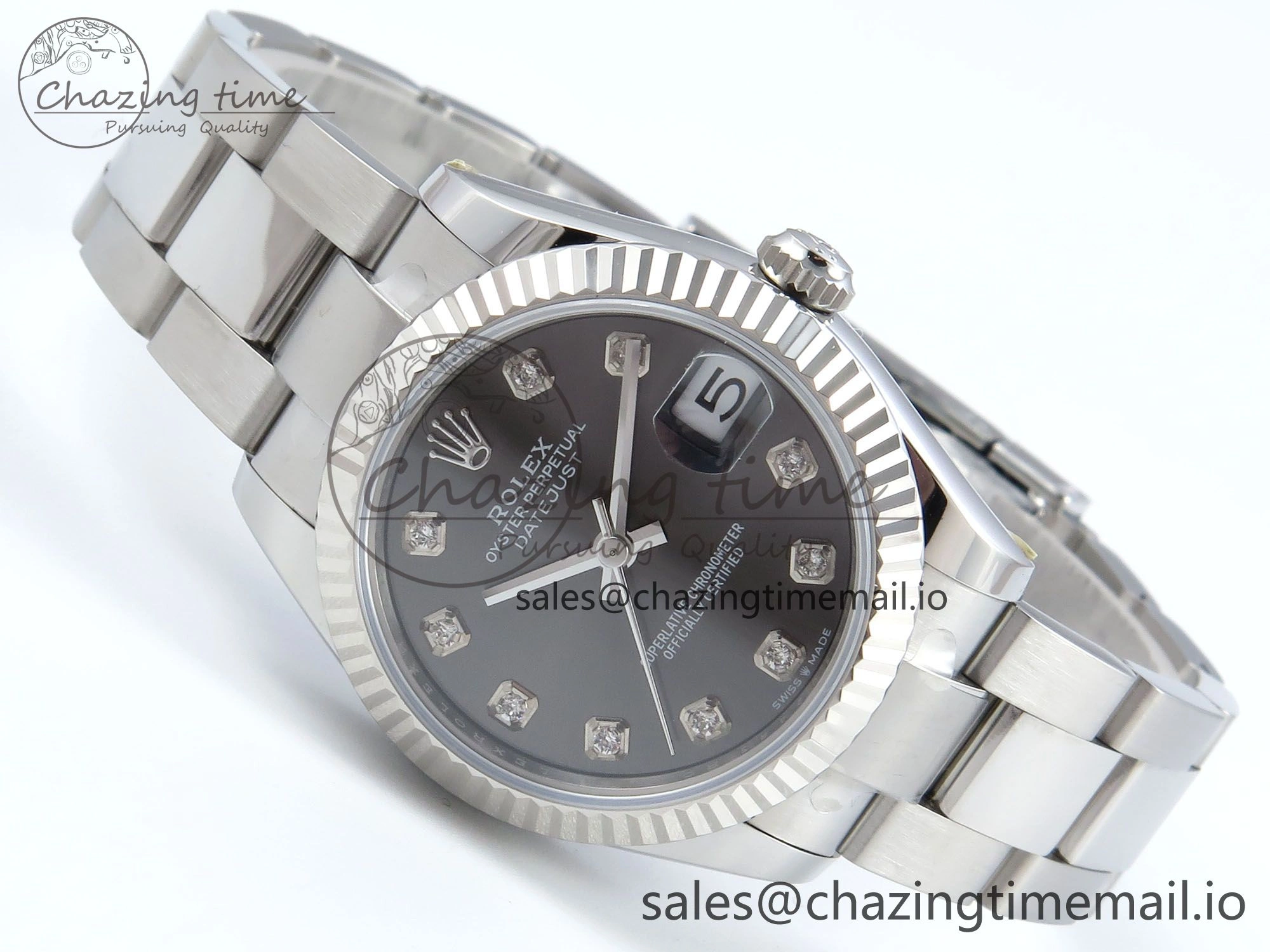 QuickDry DateJust 31 278274 ARF 1:1 Best Edition 904L Steel Gray Diamonds Dial on SS Oyster Bracelet ETA 558