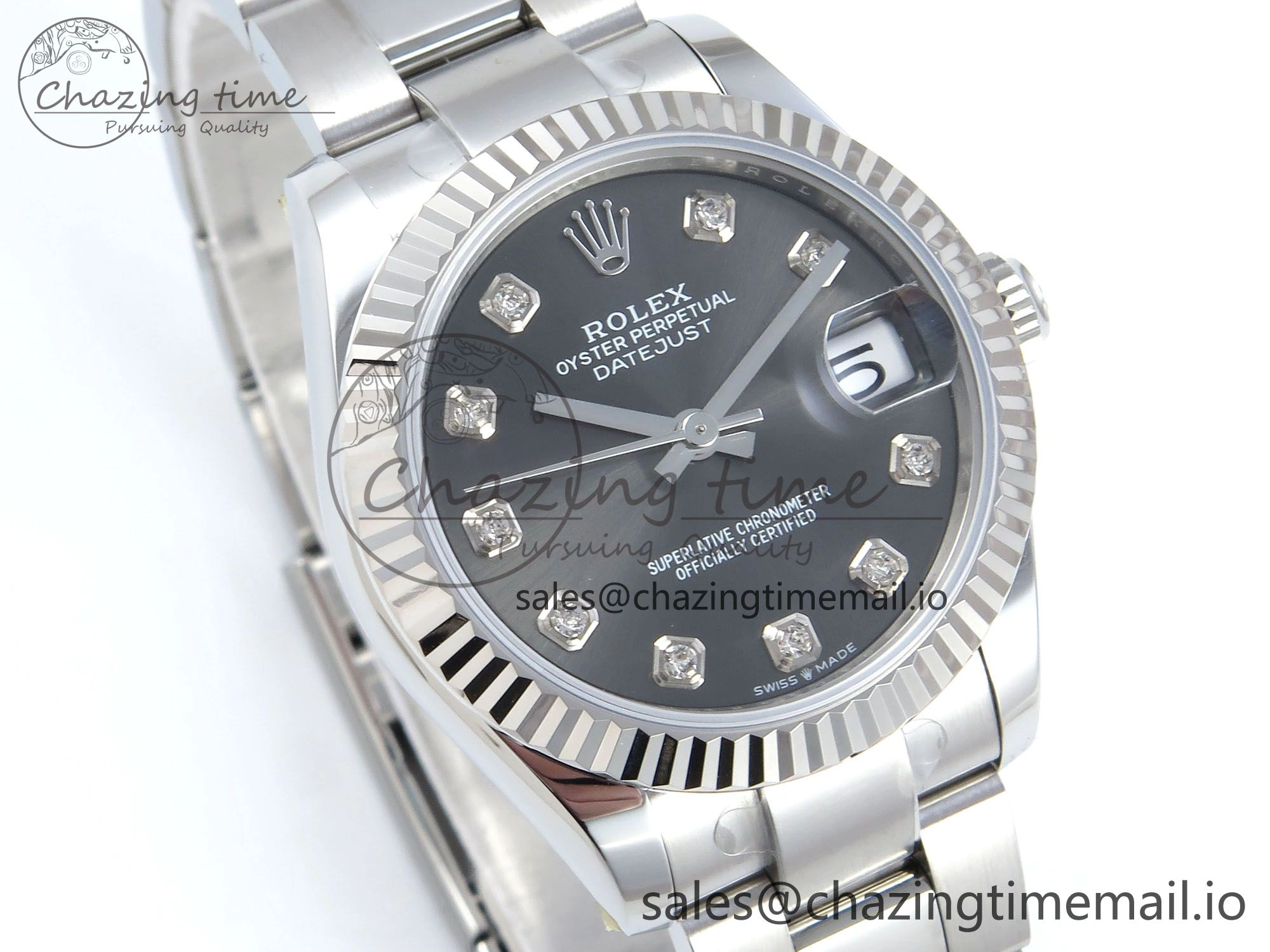 QuickDry DateJust 31 278274 ARF 1:1 Best Edition 904L Steel Gray Diamonds Dial on SS Oyster Bracelet ETA 558