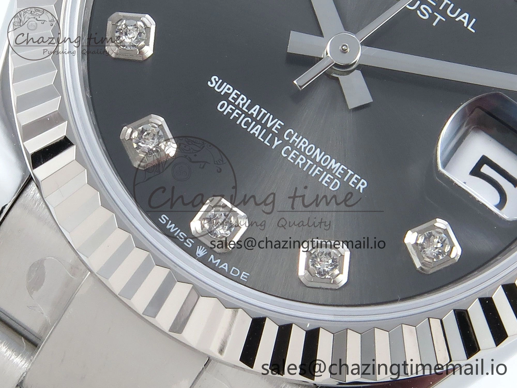 QuickDry DateJust 31 278274 ARF 1:1 Best Edition 904L Steel Gray Diamonds Dial on SS Oyster Bracelet ETA 558