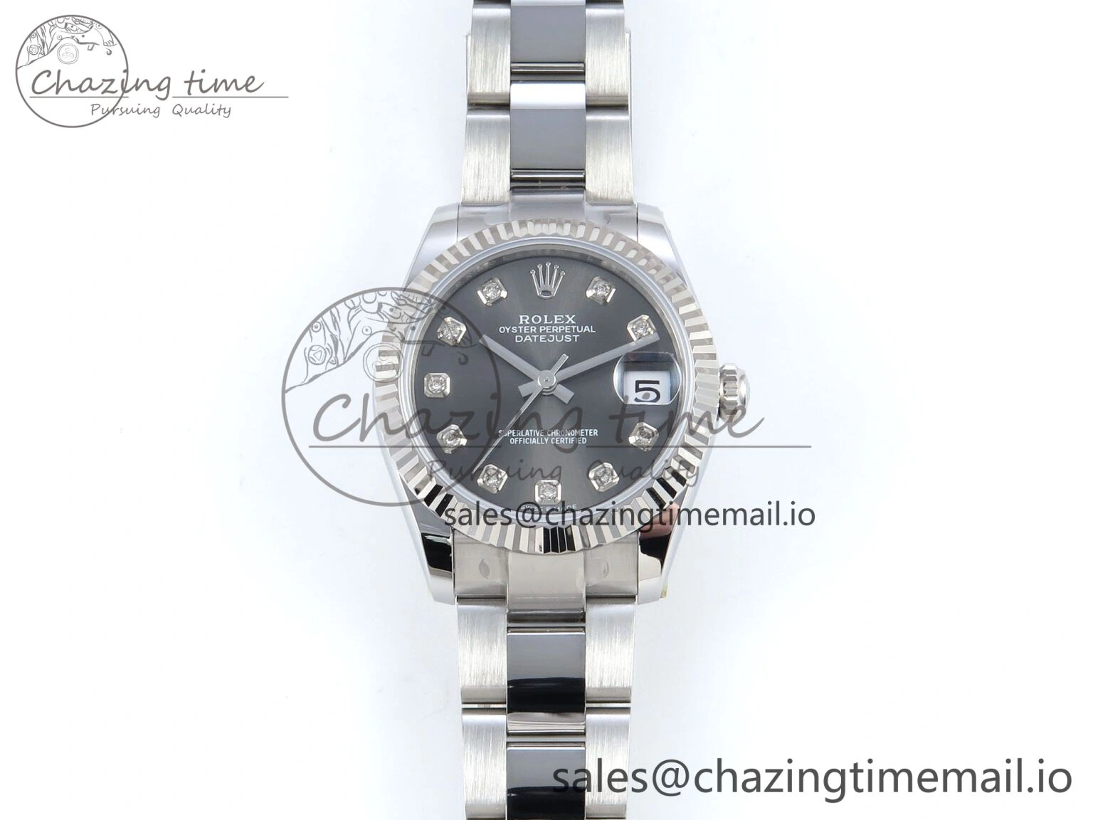 QuickDry DateJust 31 278274 ARF 1:1 Best Edition 904L Steel Gray Diamonds Dial on SS Oyster Bracelet ETA 558