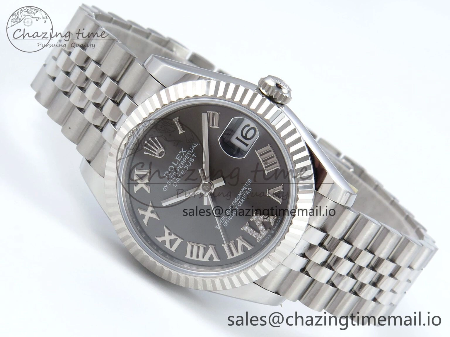 DateJust 31 278274 ARF 1:1 Best Edition 904L Steel Gray Roman Diamonds Dial on SS Jubilee Bracelet ETA Versatile 534
