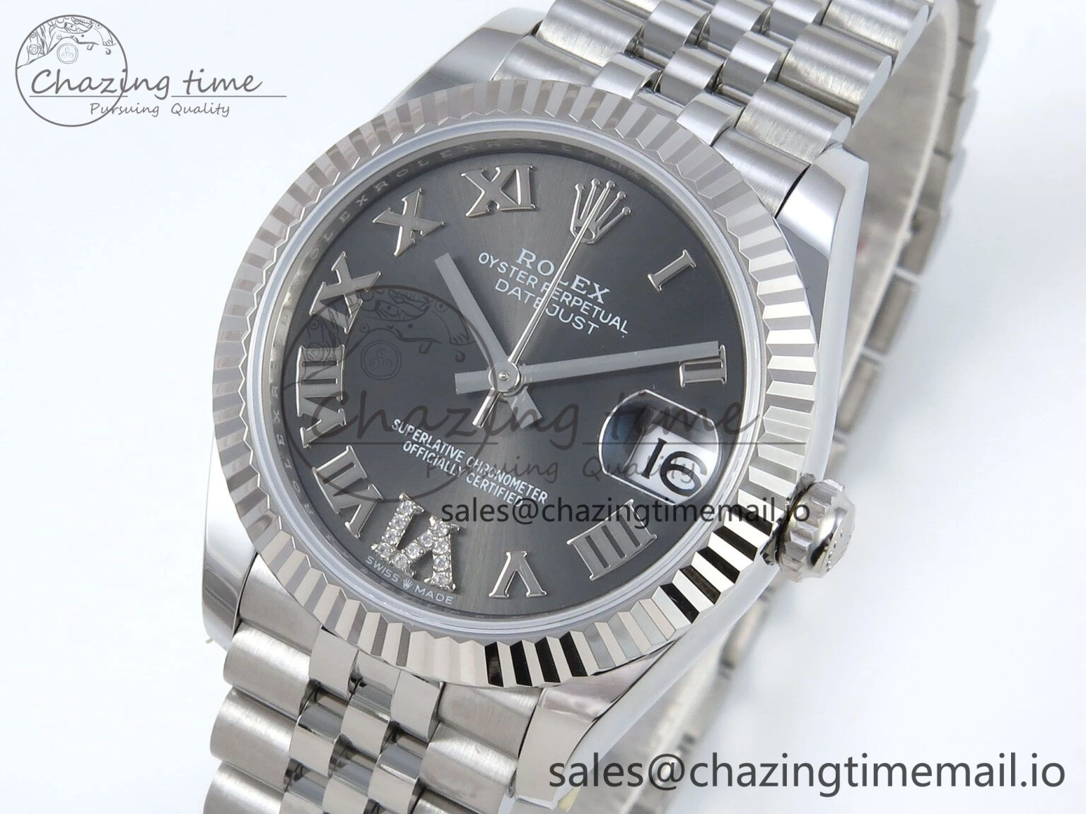 DateJust 31 278274 ARF 1:1 Best Edition 904L Steel Gray Roman Diamonds Dial on SS Jubilee Bracelet ETA Versatile 534