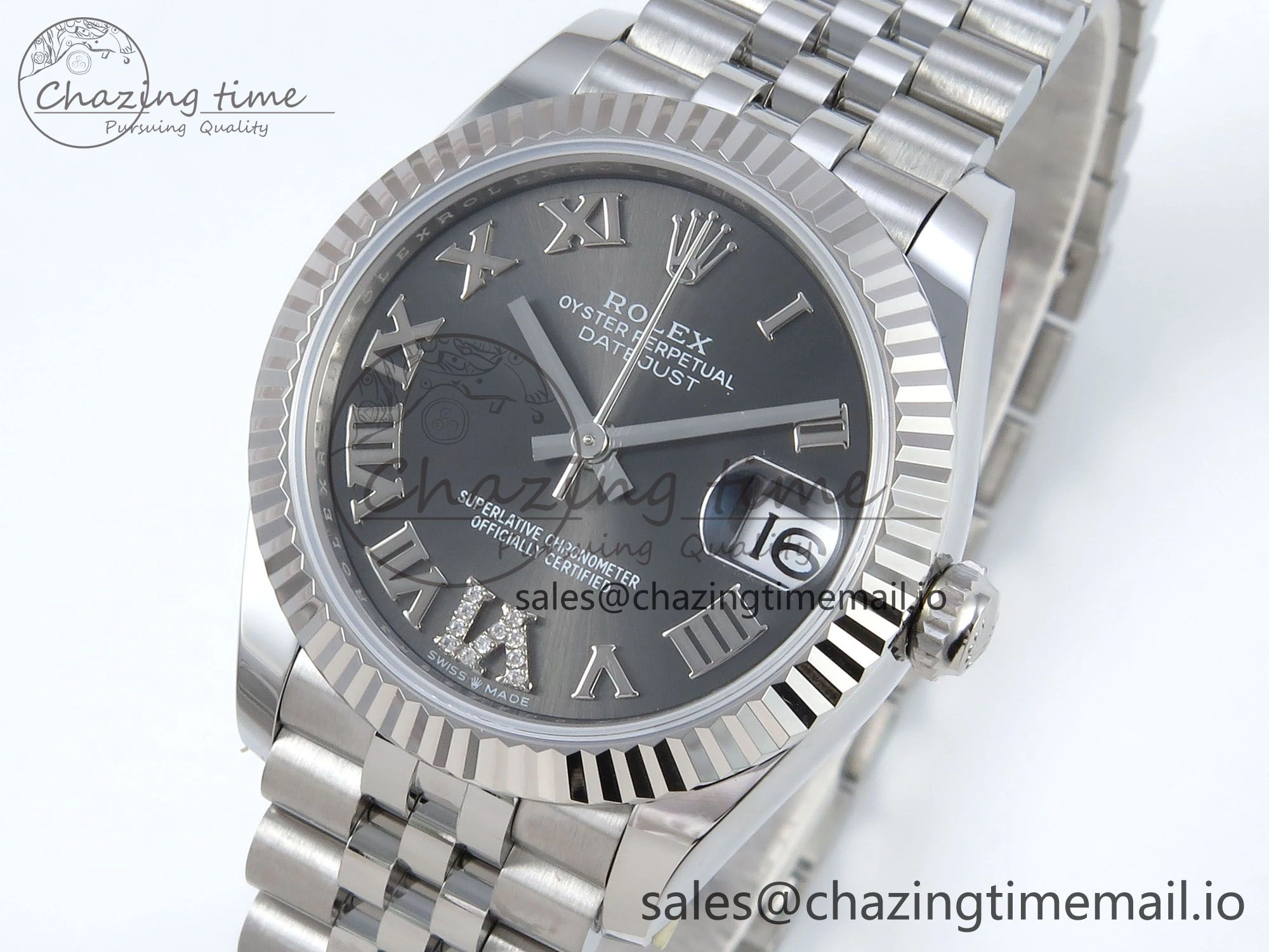 DateJust 31 278274 ARF 1:1 Best Edition 904L Steel Gray Roman Diamonds Dial on SS Jubilee Bracelet ETA Versatile 534