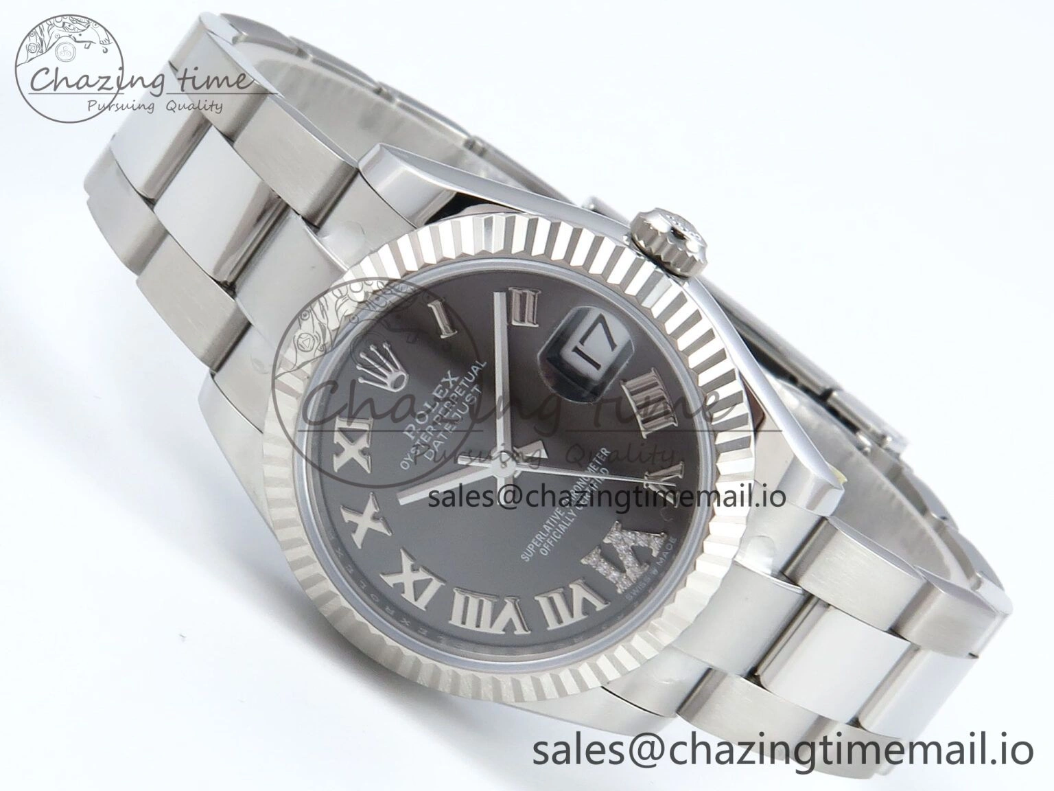 DateJust 31 278274 ARF 1:1 Best Edition 904L Steel Gray Roman Diamonds Dial on SS Oyster Bracelet ETA Compact 550