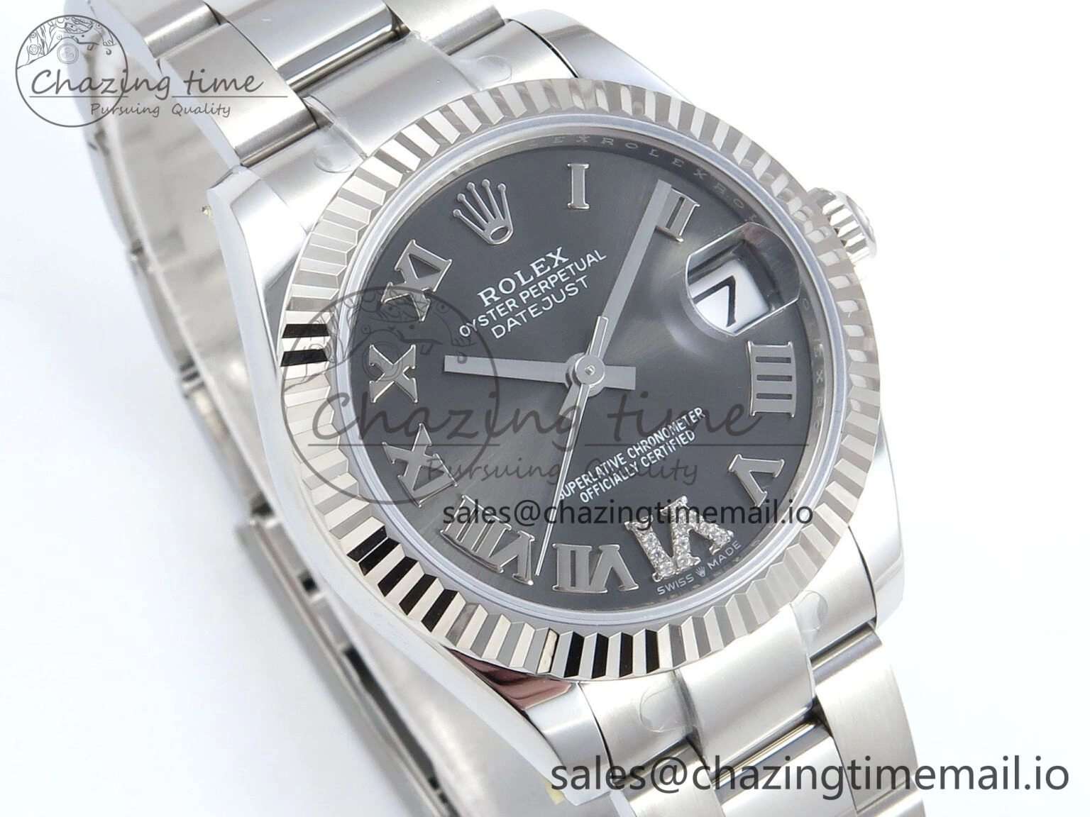 DateJust 31 278274 ARF 1:1 Best Edition 904L Steel Gray Roman Diamonds Dial on SS Oyster Bracelet ETA Compact 550
