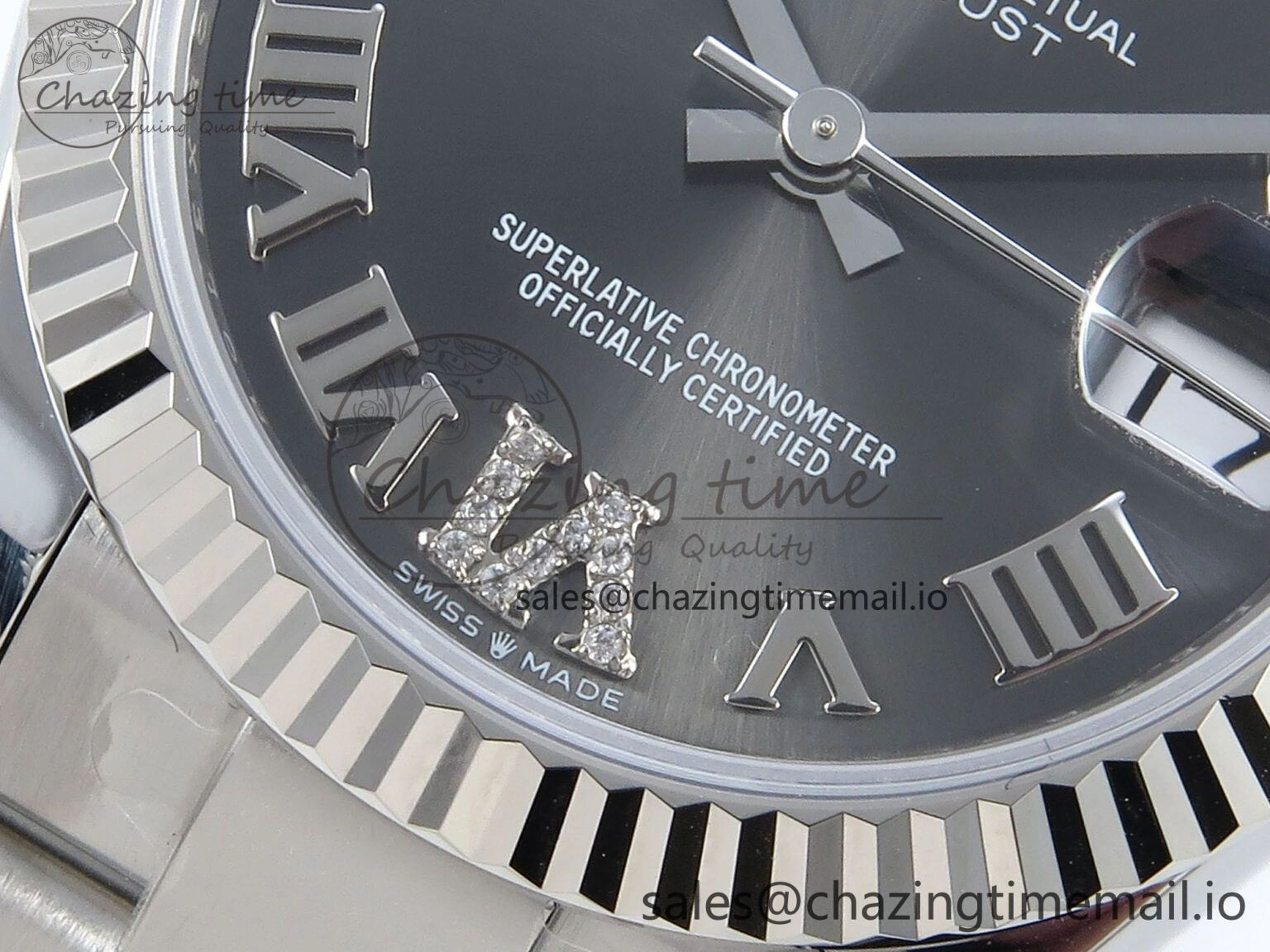 DateJust 31 278274 ARF 1:1 Best Edition 904L Steel Gray Roman Diamonds Dial on SS Oyster Bracelet ETA Compact 550