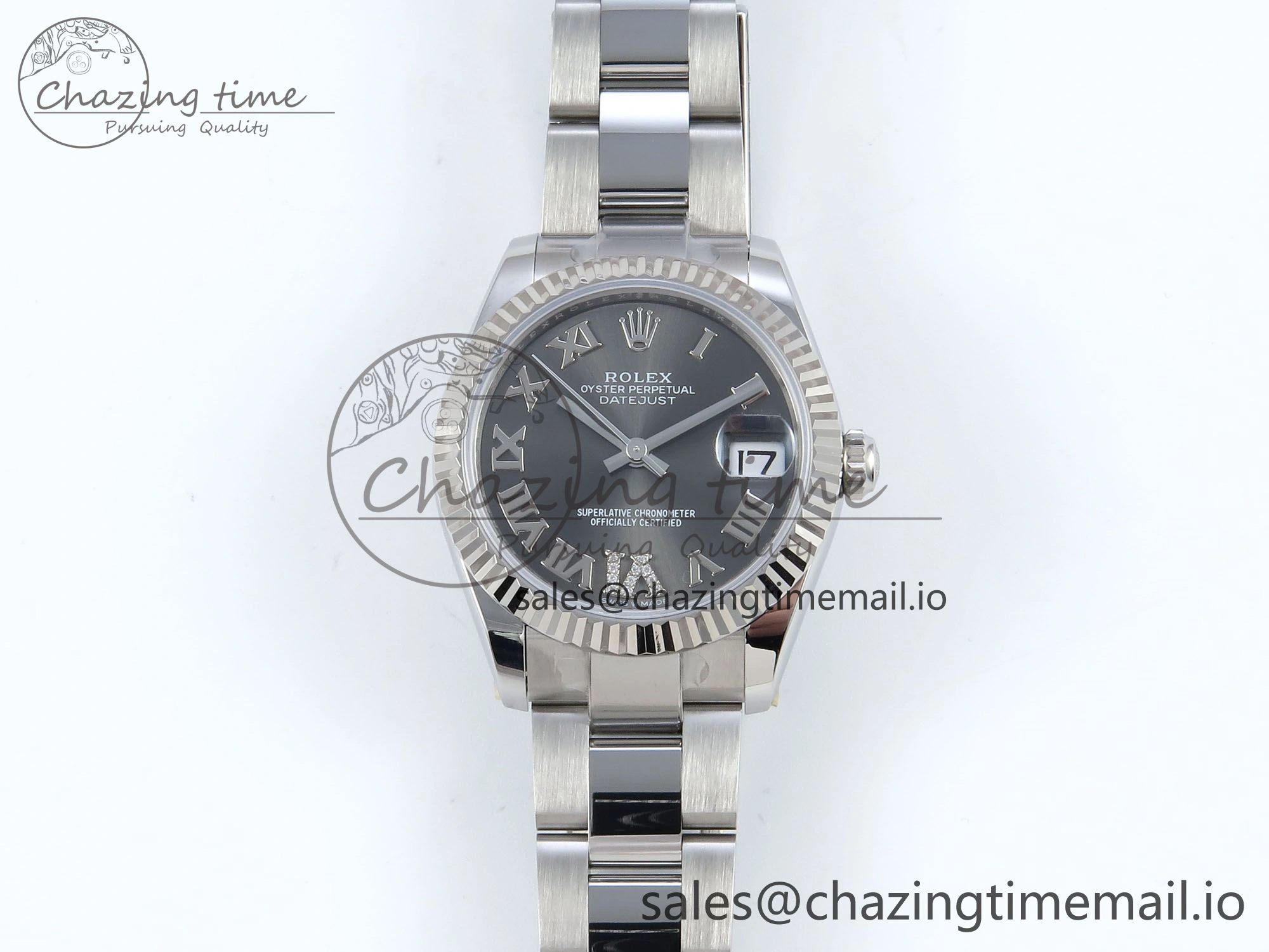DateJust 31 278274 ARF 1:1 Best Edition 904L Steel Gray Roman Diamonds Dial on SS Oyster Bracelet ETA Compact 550
