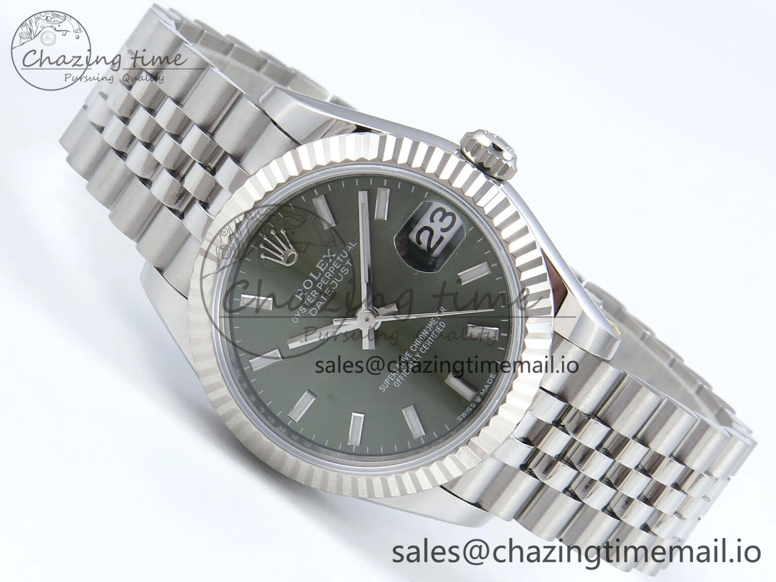 Lightweight DateJust 31 278274 ARF 1:1 Best Edition 904L Steel Green Dial Stick Marker on SS Jubilee Bracelet ETA 543
