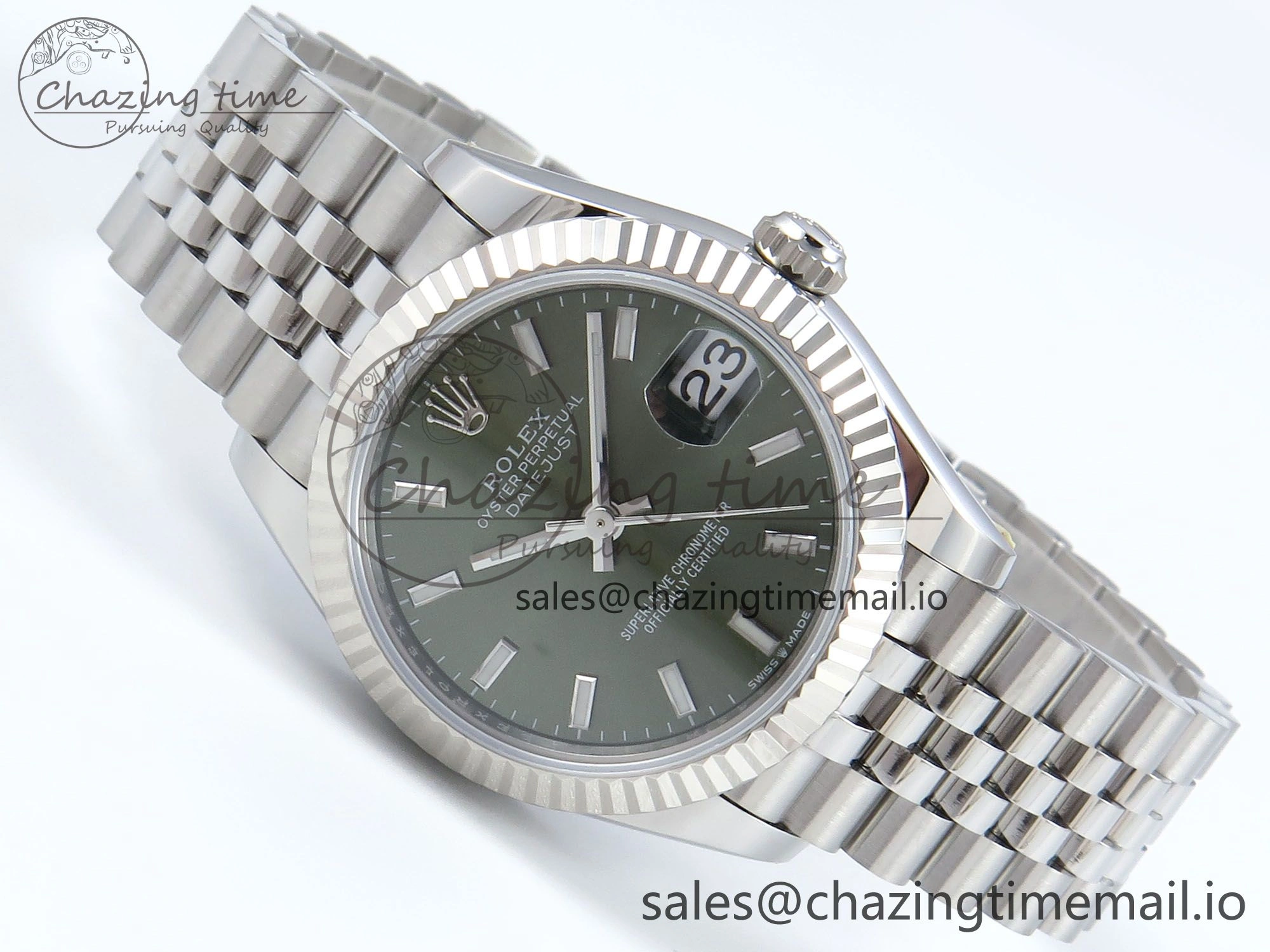 Lightweight DateJust 31 278274 ARF 1:1 Best Edition 904L Steel Green Dial Stick Marker on SS Jubilee Bracelet ETA 543