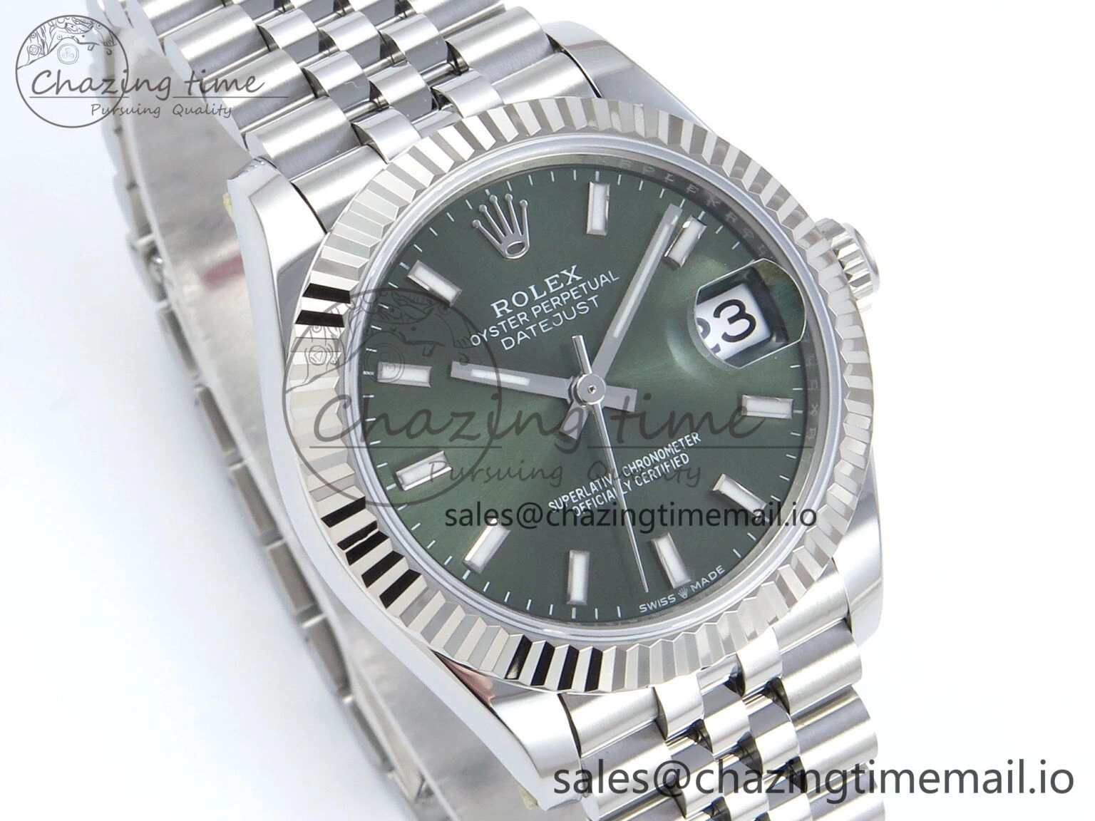 Lightweight DateJust 31 278274 ARF 1:1 Best Edition 904L Steel Green Dial Stick Marker on SS Jubilee Bracelet ETA 543