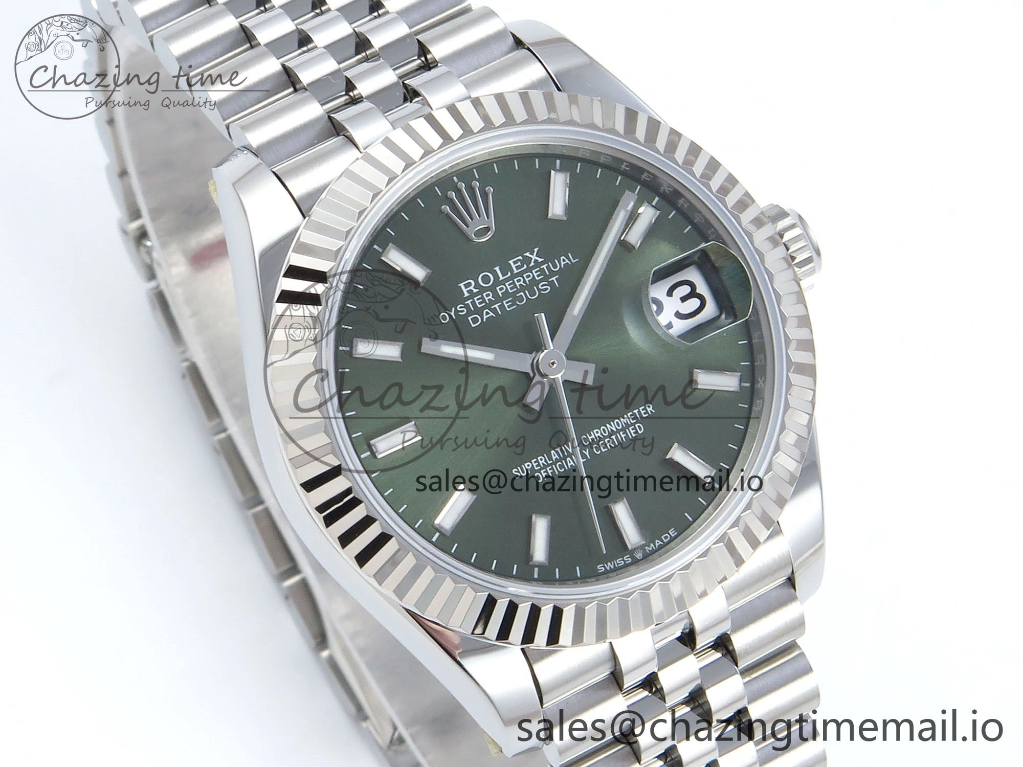 Lightweight DateJust 31 278274 ARF 1:1 Best Edition 904L Steel Green Dial Stick Marker on SS Jubilee Bracelet ETA 543