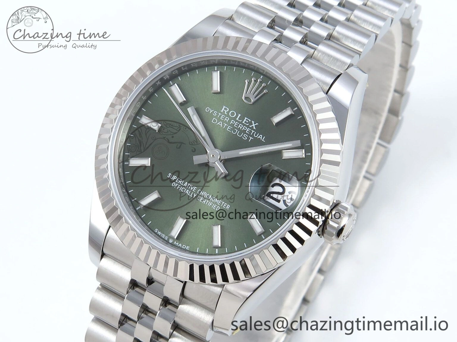 Lightweight DateJust 31 278274 ARF 1:1 Best Edition 904L Steel Green Dial Stick Marker on SS Jubilee Bracelet ETA 543