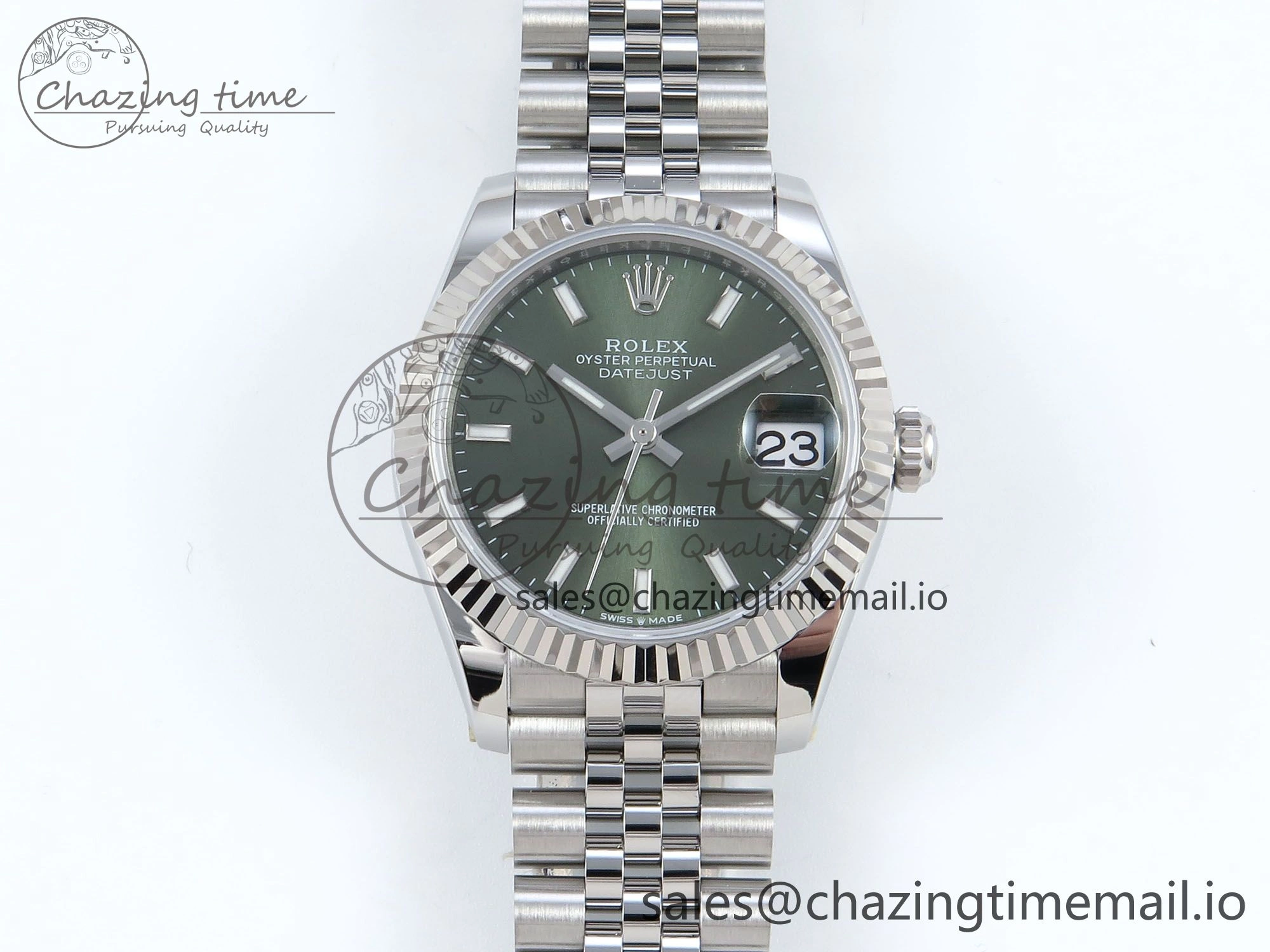 Lightweight DateJust 31 278274 ARF 1:1 Best Edition 904L Steel Green Dial Stick Marker on SS Jubilee Bracelet ETA 543