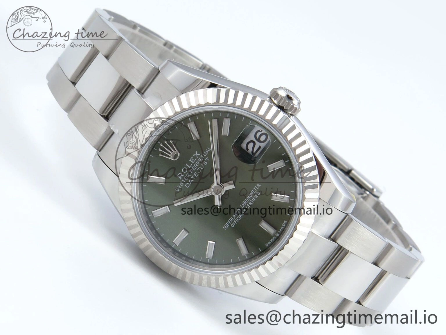 DateJust 31 278274 ARF 1:1 Best Edition 904L Steel Green Dial Stick Marker on SS Oyster Bracelet ETA ZipUp 561
