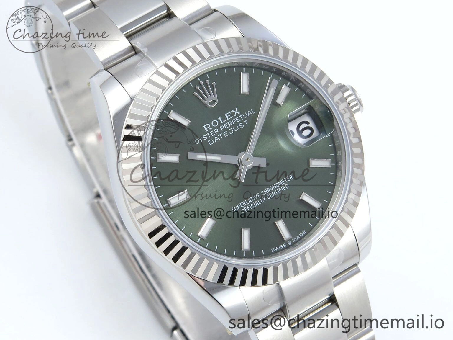 DateJust 31 278274 ARF 1:1 Best Edition 904L Steel Green Dial Stick Marker on SS Oyster Bracelet ETA ZipUp 561