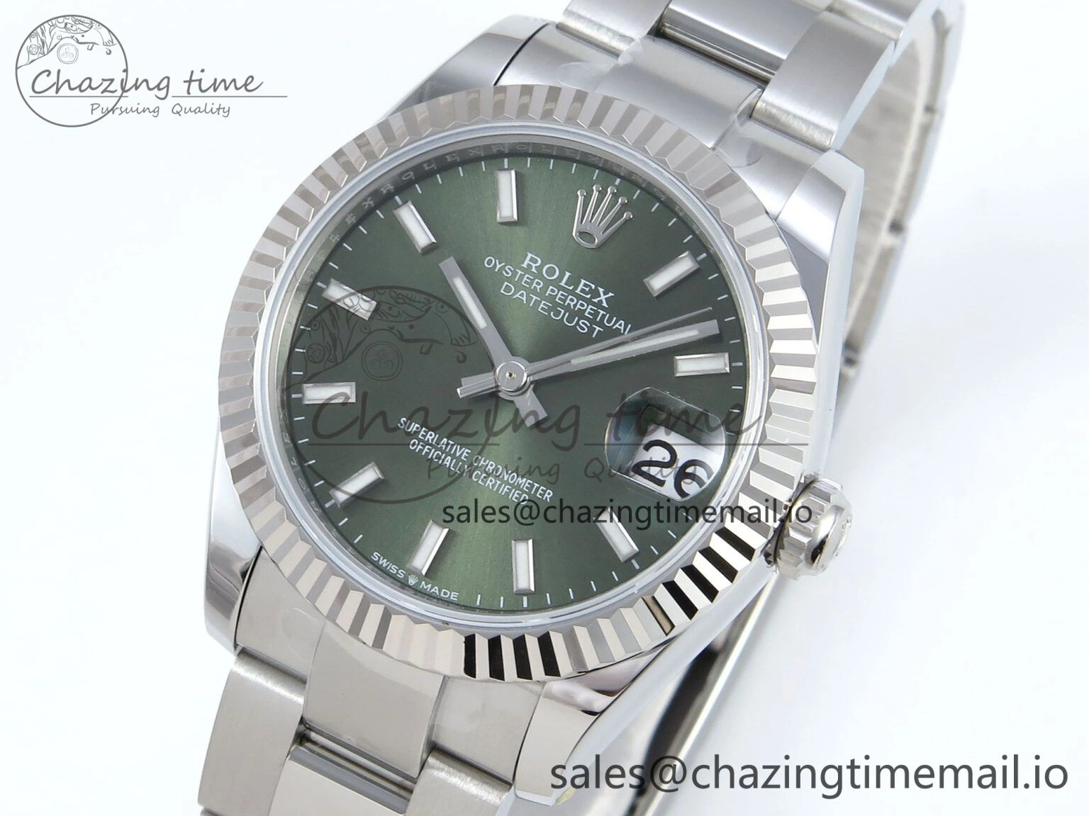 DateJust 31 278274 ARF 1:1 Best Edition 904L Steel Green Dial Stick Marker on SS Oyster Bracelet ETA ZipUp 561