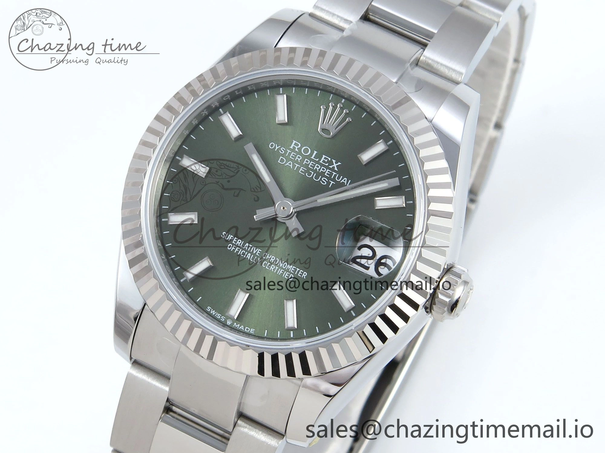 DateJust 31 278274 ARF 1:1 Best Edition 904L Steel Green Dial Stick Marker on SS Oyster Bracelet ETA ZipUp 561