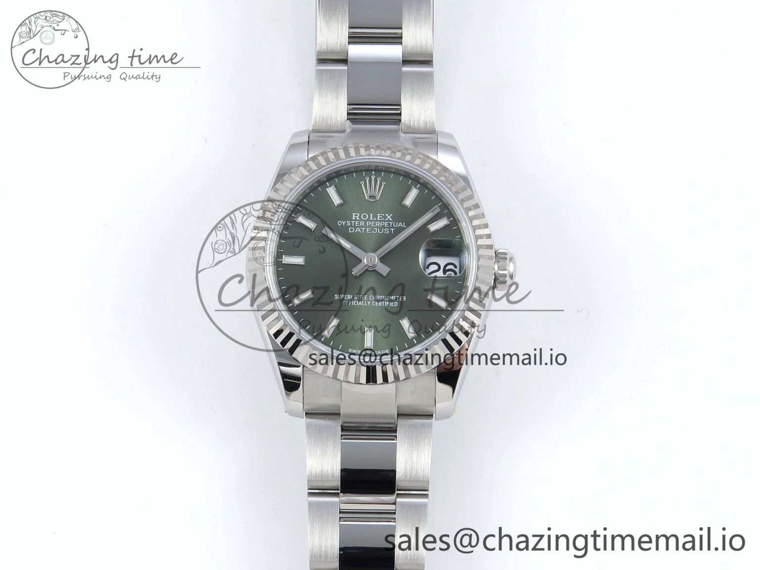 DateJust 31 278274 ARF 1:1 Best Edition 904L Steel Green Dial Stick Marker on SS Oyster Bracelet ETA ZipUp 561