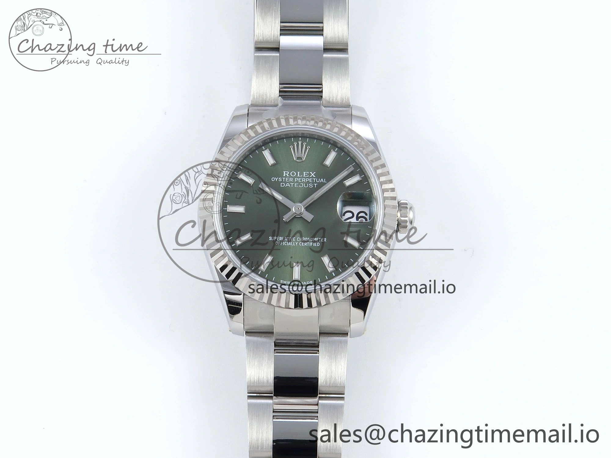 DateJust 31 278274 ARF 1:1 Best Edition 904L Steel Green Dial Stick Marker on SS Oyster Bracelet ETA ZipUp 561
