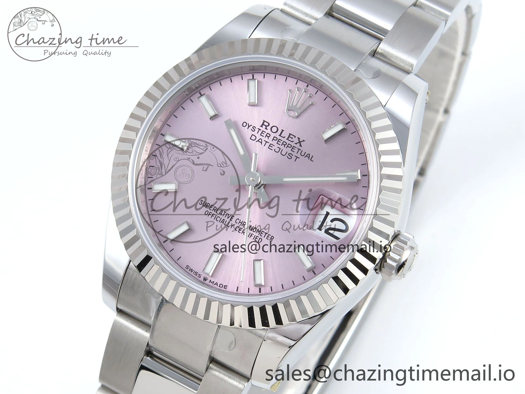 DateJust 31 278274 ARF 1:1 Best Edition 904L Steel Pink Dial Stick Marker on SS Oyster Bracelet ETA Lightweight 565