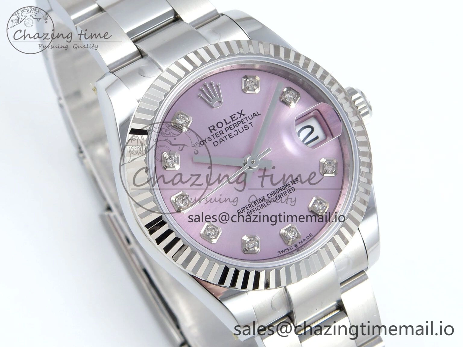 Youthful DateJust 31 278274 ARF 1:1 Best Edition 904L Steel Pink Diamonds Dial on SS Oyster Bracelet ETA 557