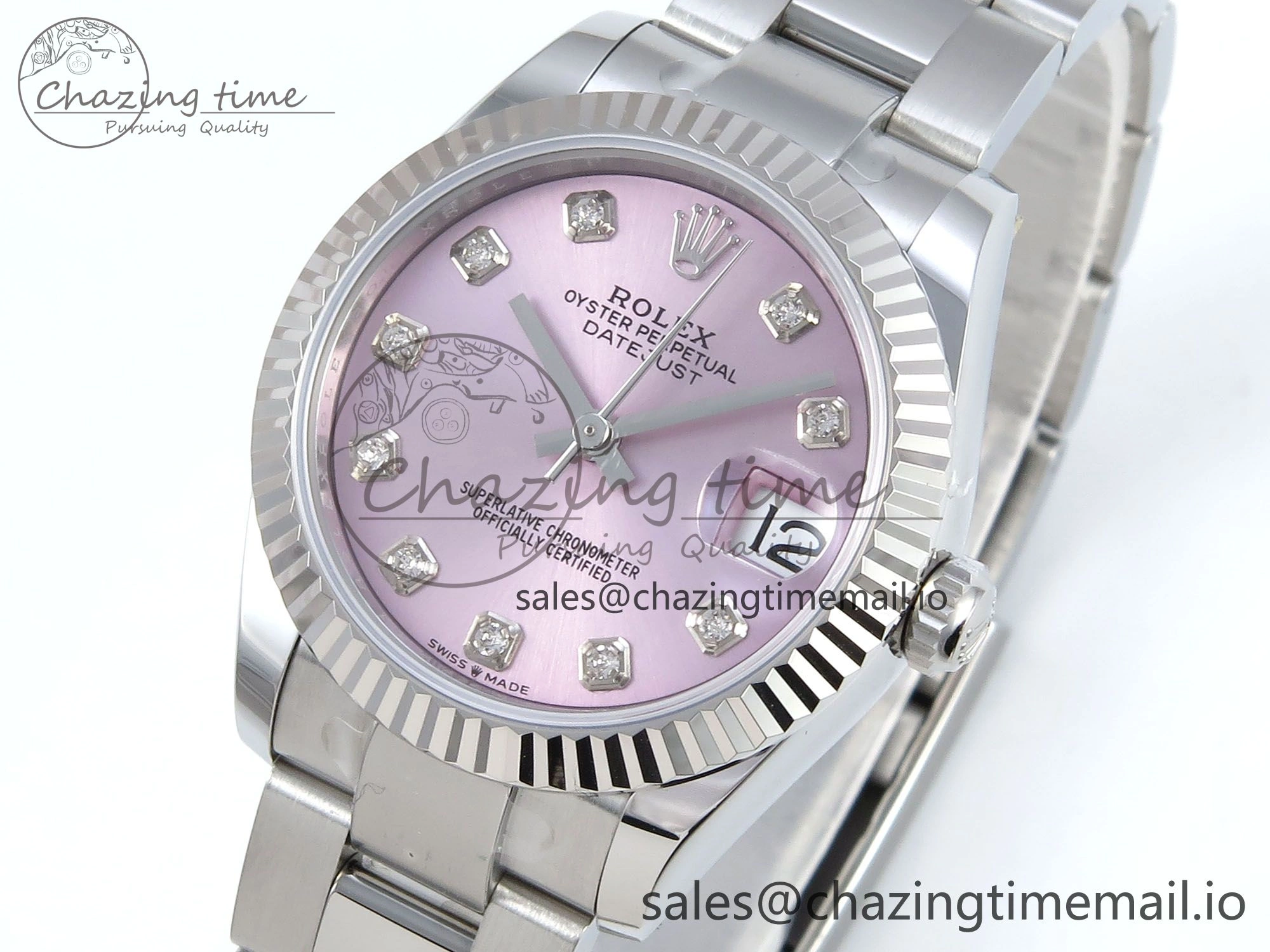 Youthful DateJust 31 278274 ARF 1:1 Best Edition 904L Steel Pink Diamonds Dial on SS Oyster Bracelet ETA 557