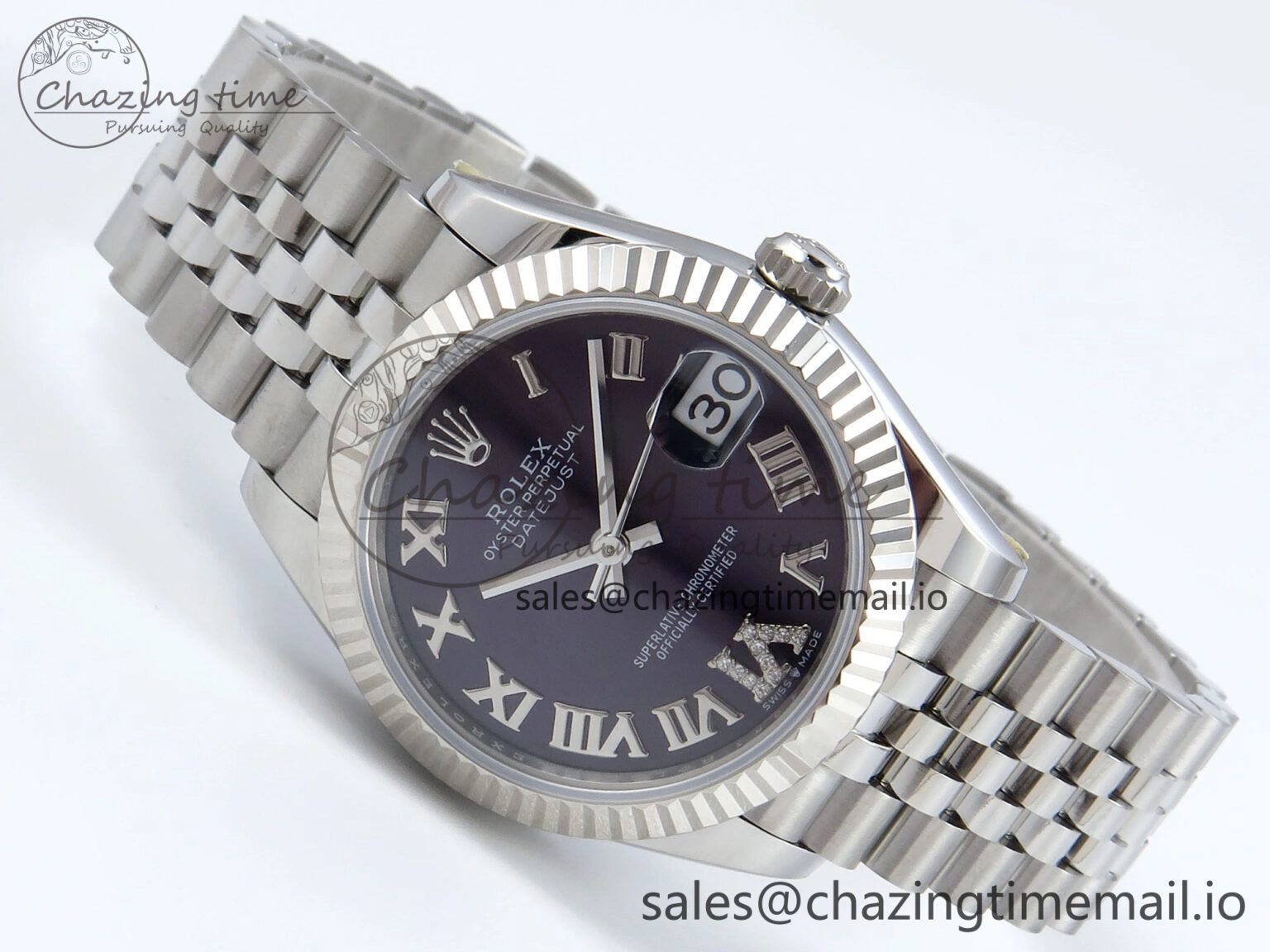 Sustainable DateJust 31 278274 ARF 1:1 Best Edition 904L Steel Purple Roman Dial on SS Jubilee Bracelet ETA 530