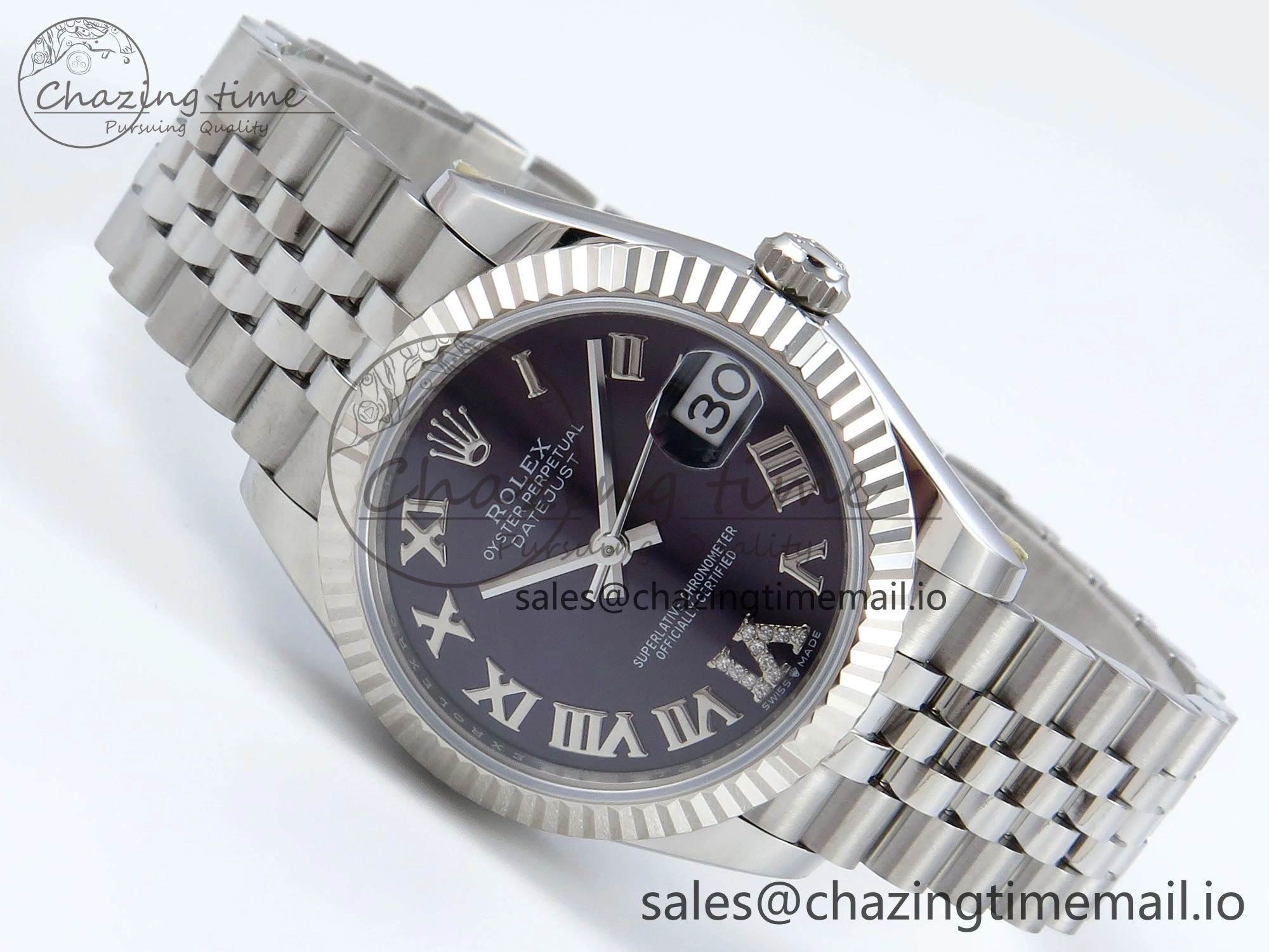 Sustainable DateJust 31 278274 ARF 1:1 Best Edition 904L Steel Purple Roman Dial on SS Jubilee Bracelet ETA 530