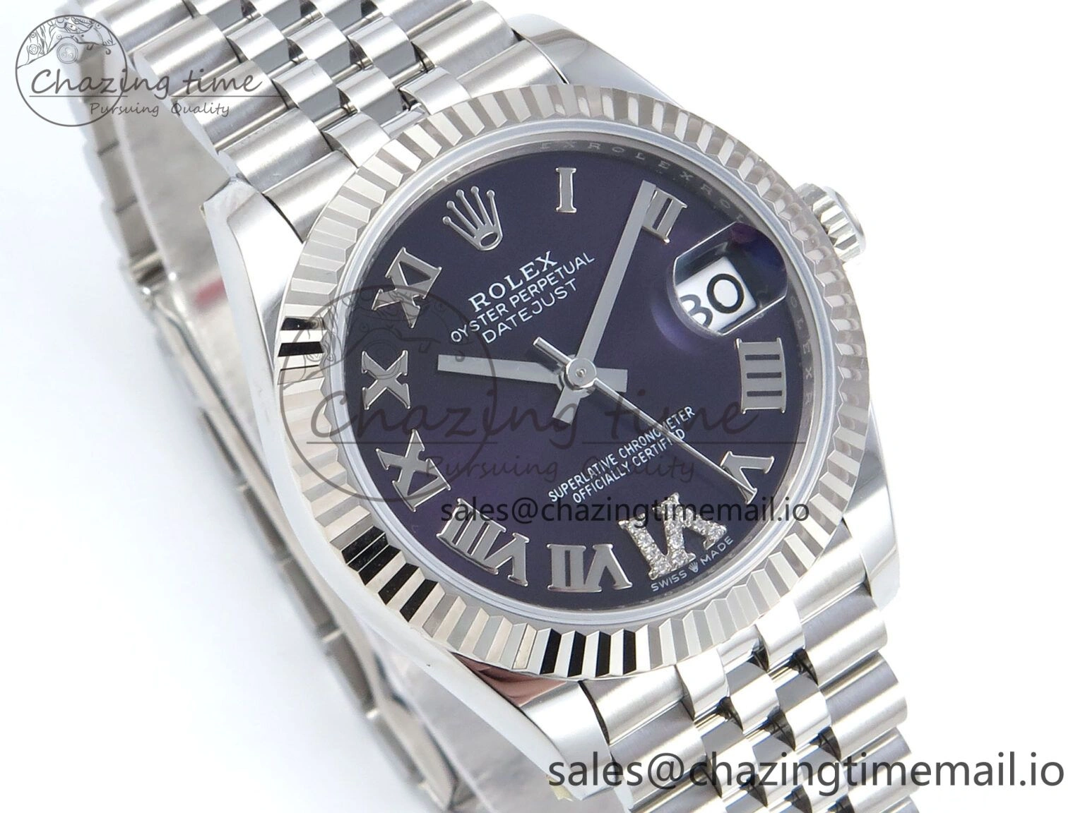 Sustainable DateJust 31 278274 ARF 1:1 Best Edition 904L Steel Purple Roman Dial on SS Jubilee Bracelet ETA 530