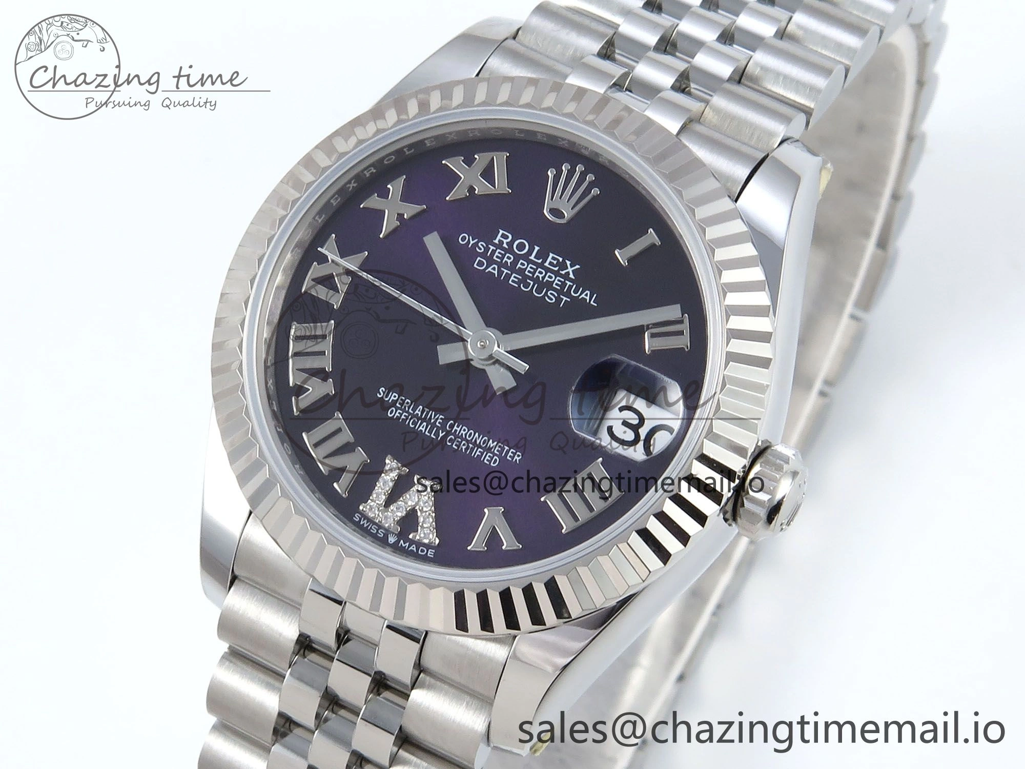 Sustainable DateJust 31 278274 ARF 1:1 Best Edition 904L Steel Purple Roman Dial on SS Jubilee Bracelet ETA 530