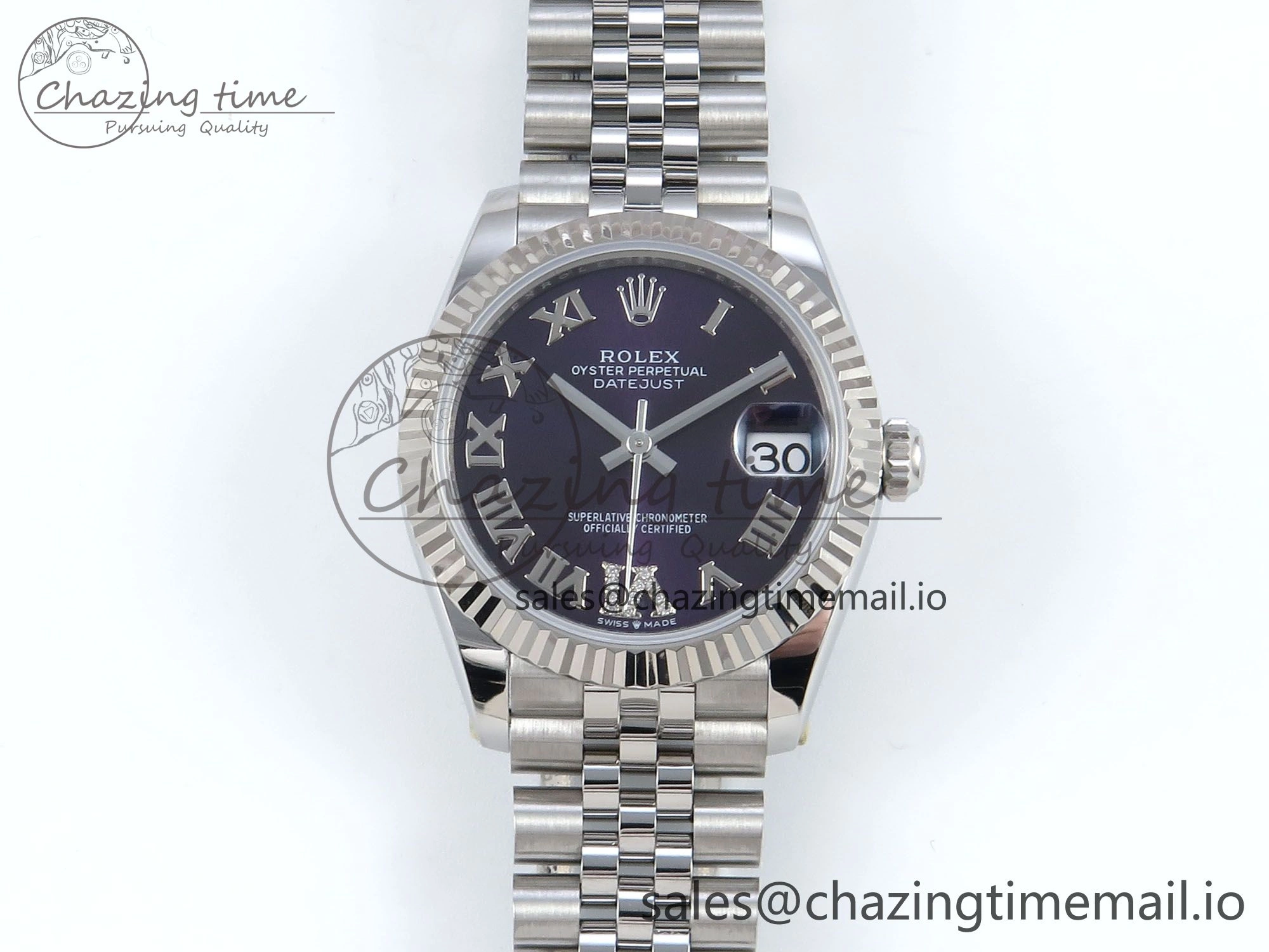 Sustainable DateJust 31 278274 ARF 1:1 Best Edition 904L Steel Purple Roman Dial on SS Jubilee Bracelet ETA 530