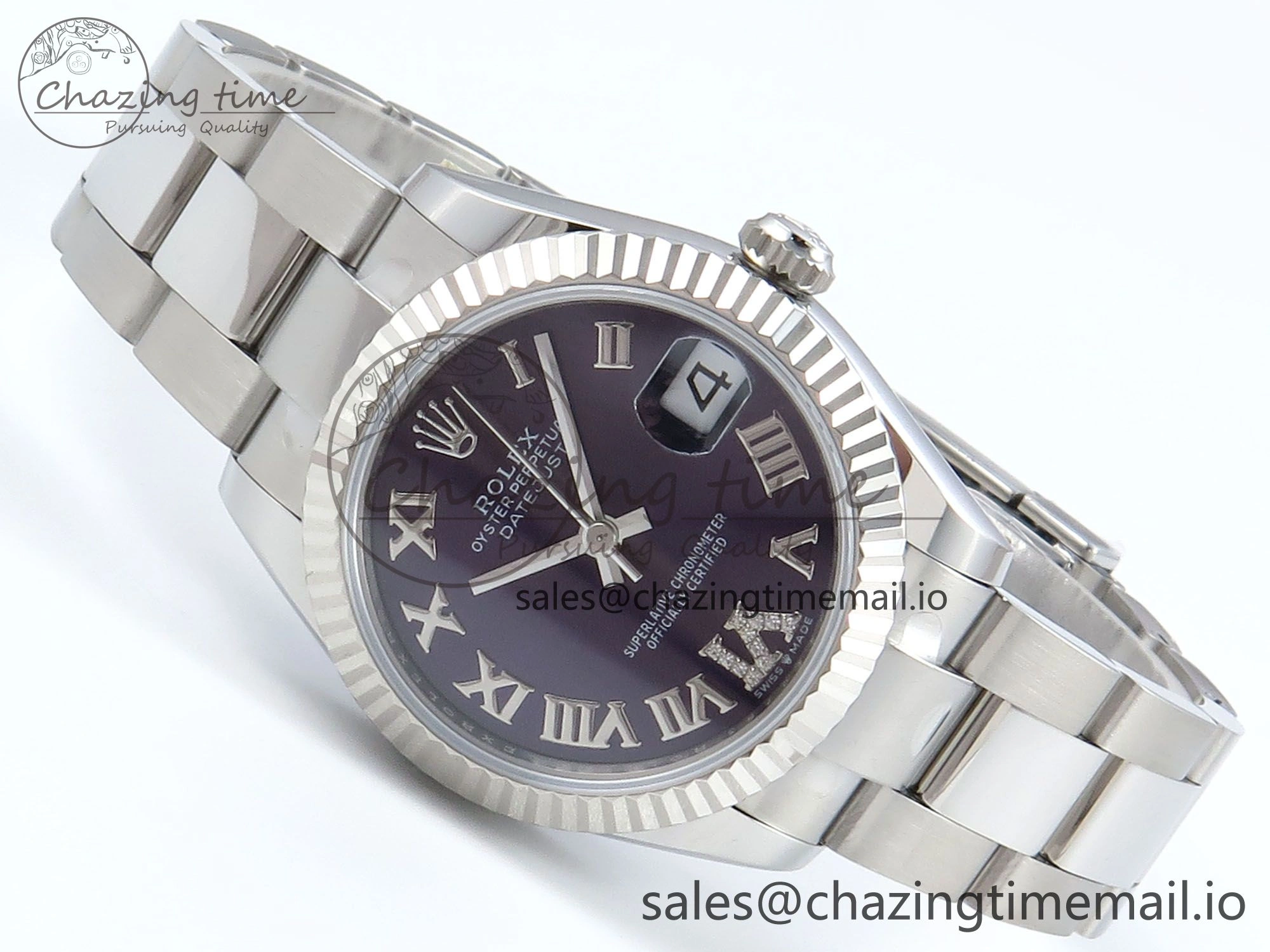 DateJust 31 278274 ARF 1:1 Best Edition 904L Steel Purple Roman Dial on SS Oyster Bracelet ETA Breathable 563