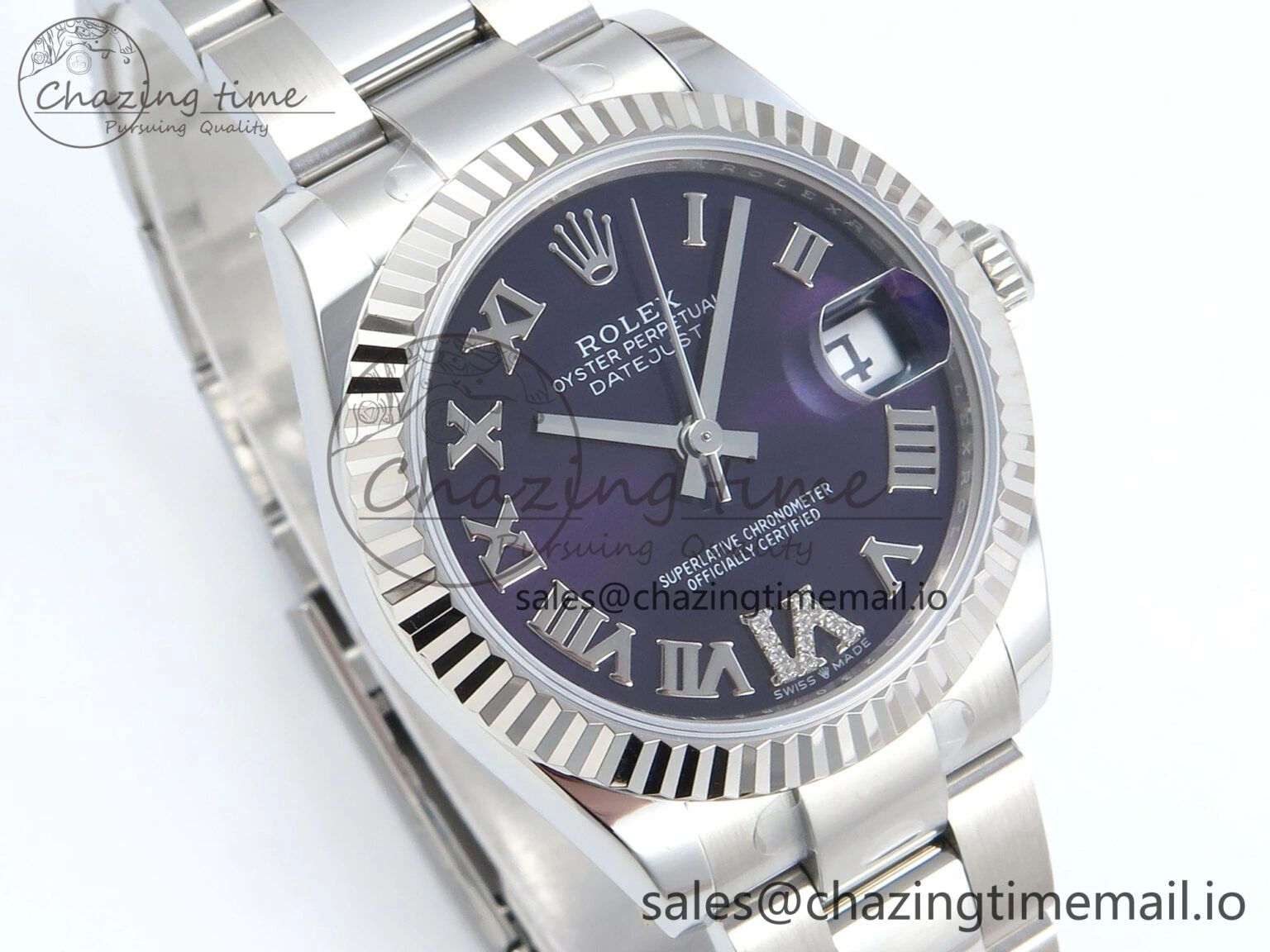 DateJust 31 278274 ARF 1:1 Best Edition 904L Steel Purple Roman Dial on SS Oyster Bracelet ETA Breathable 563
