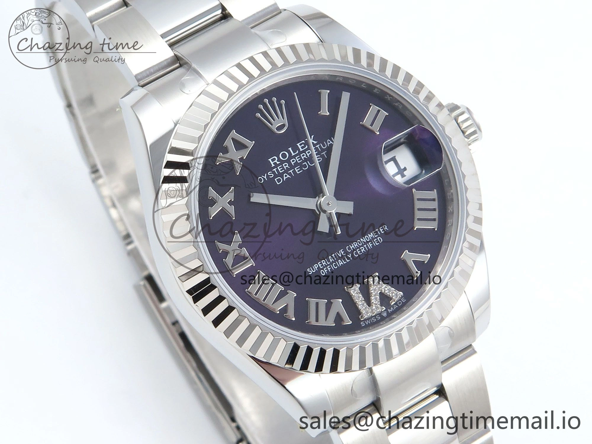DateJust 31 278274 ARF 1:1 Best Edition 904L Steel Purple Roman Dial on SS Oyster Bracelet ETA Breathable 563
