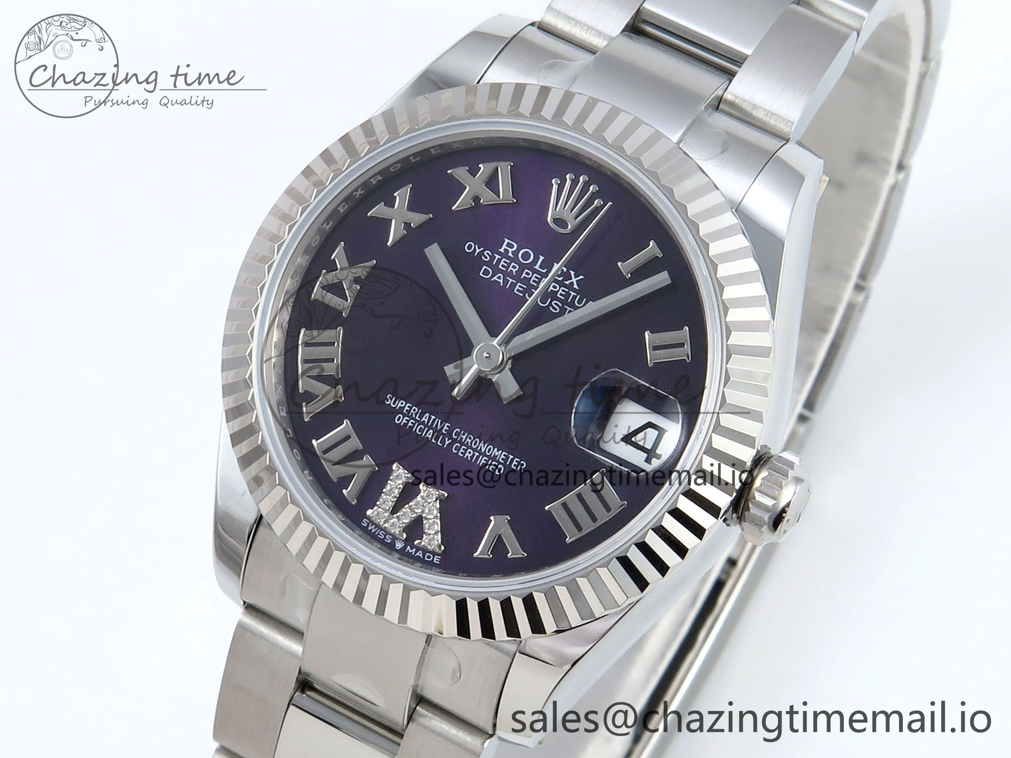 DateJust 31 278274 ARF 1:1 Best Edition 904L Steel Purple Roman Dial on SS Oyster Bracelet ETA Breathable 563