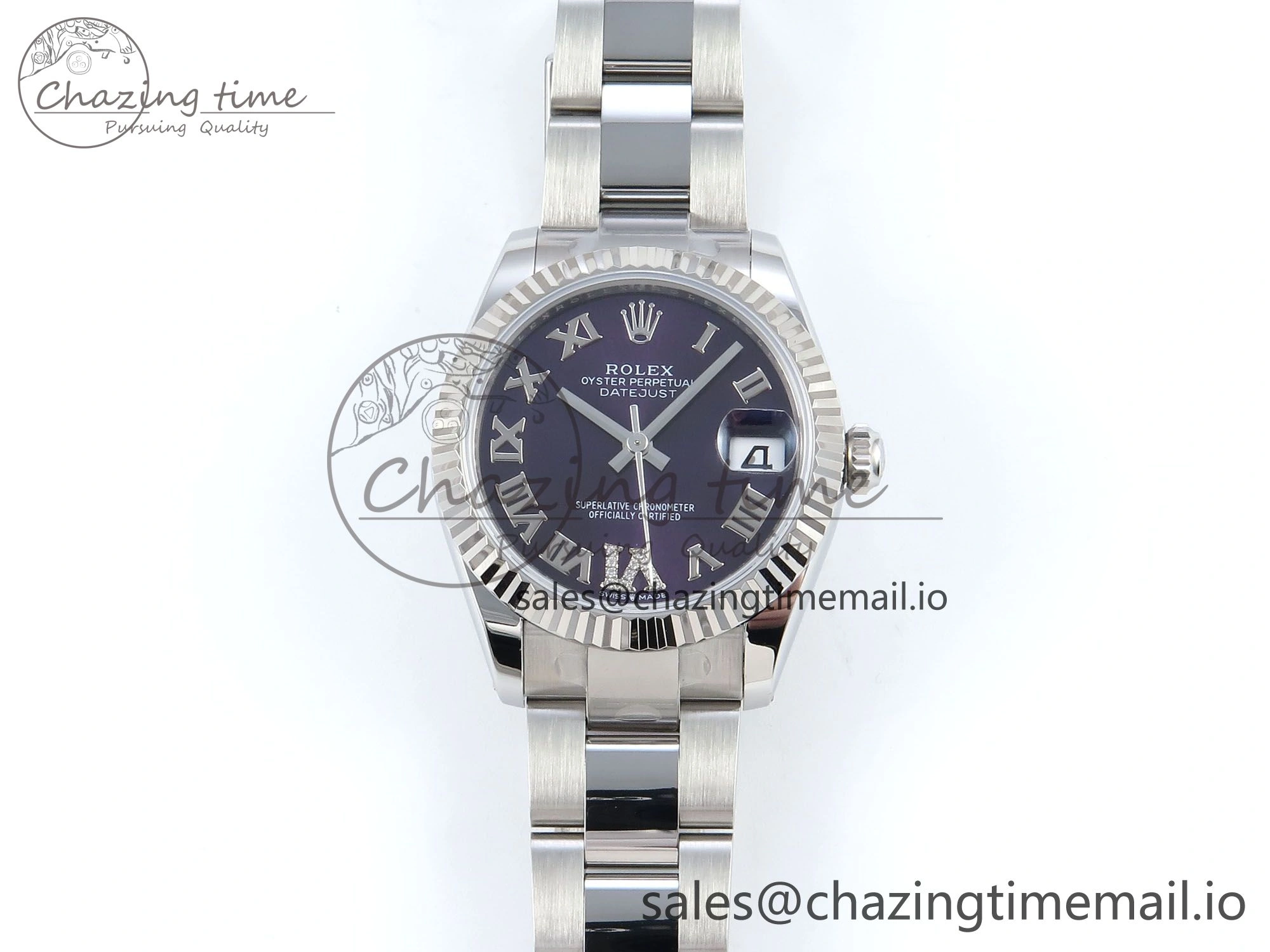 DateJust 31 278274 ARF 1:1 Best Edition 904L Steel Purple Roman Dial on SS Oyster Bracelet ETA Breathable 563
