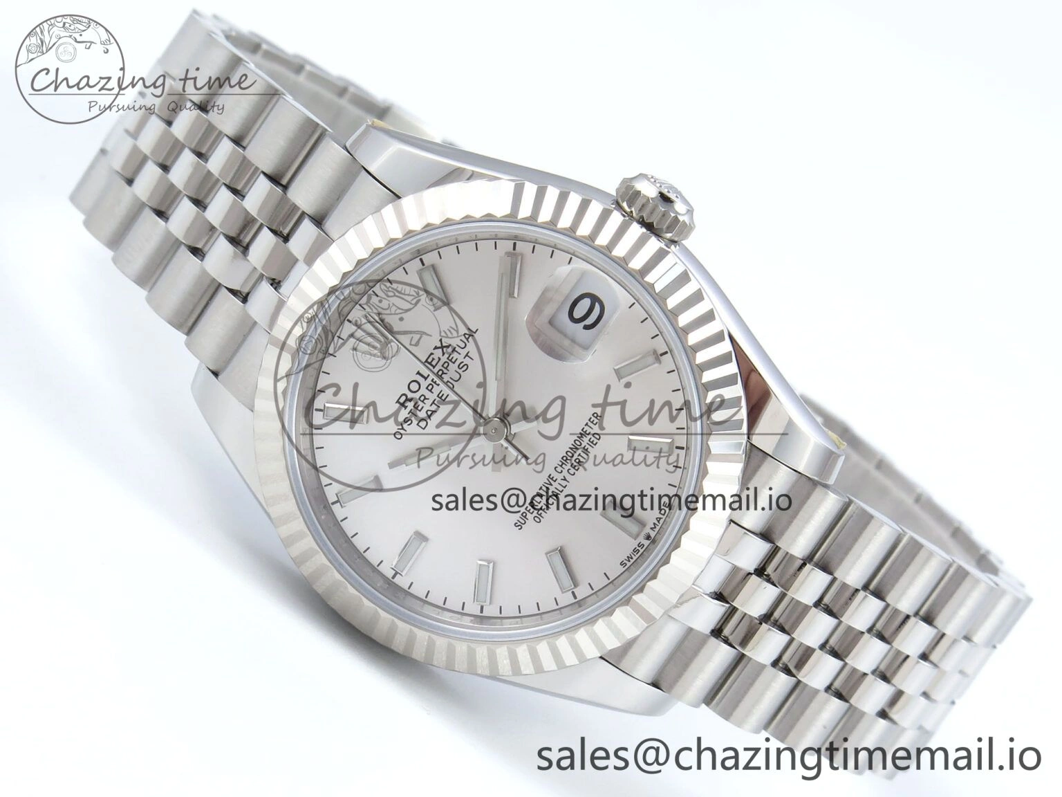 Snug DateJust 31 278274 ARF 1:1 Best Edition 904L Steel Silver Dial Stick Marker on SS Jubilee Bracelet ETA 544
