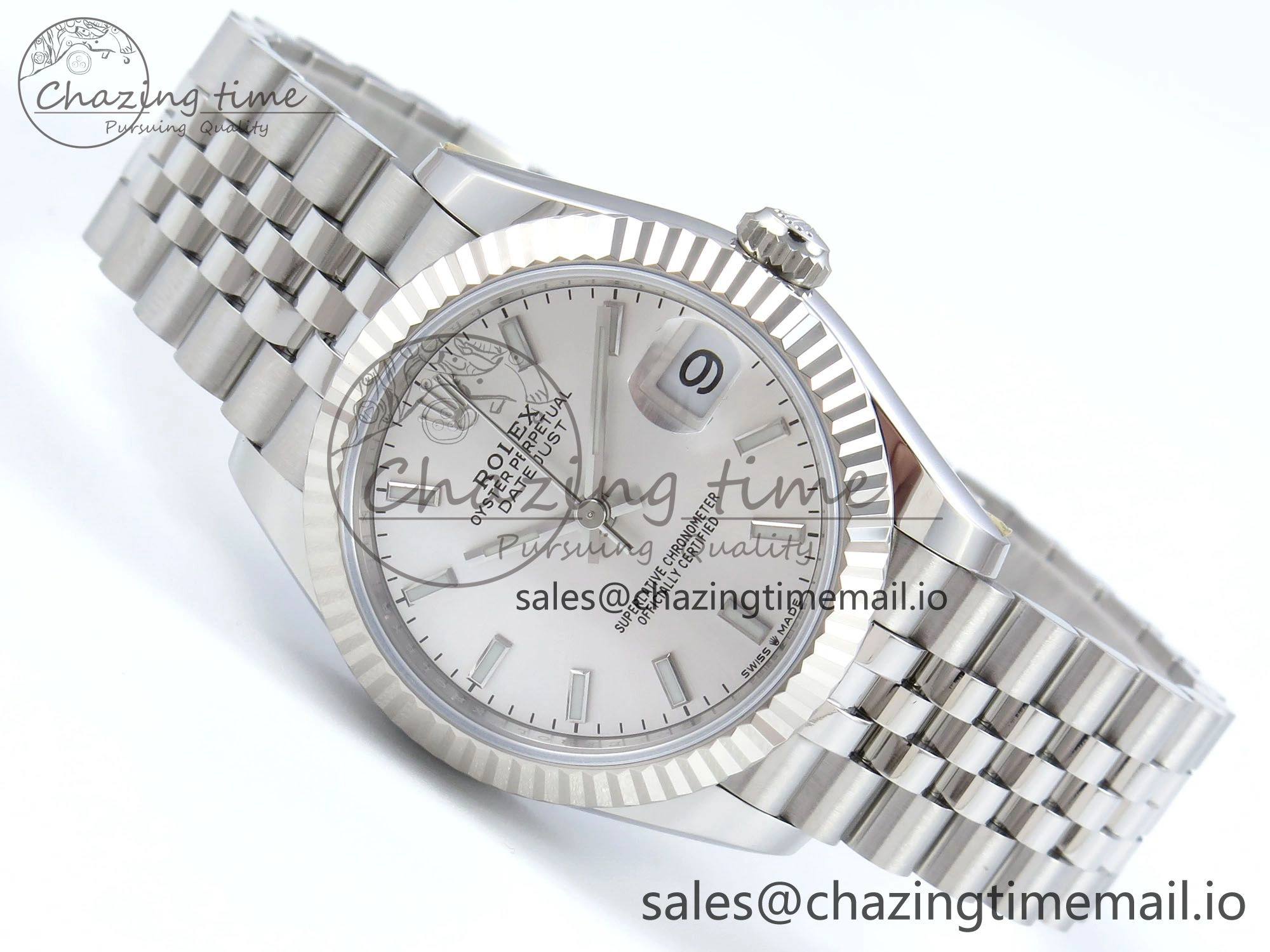 Snug DateJust 31 278274 ARF 1:1 Best Edition 904L Steel Silver Dial Stick Marker on SS Jubilee Bracelet ETA 544