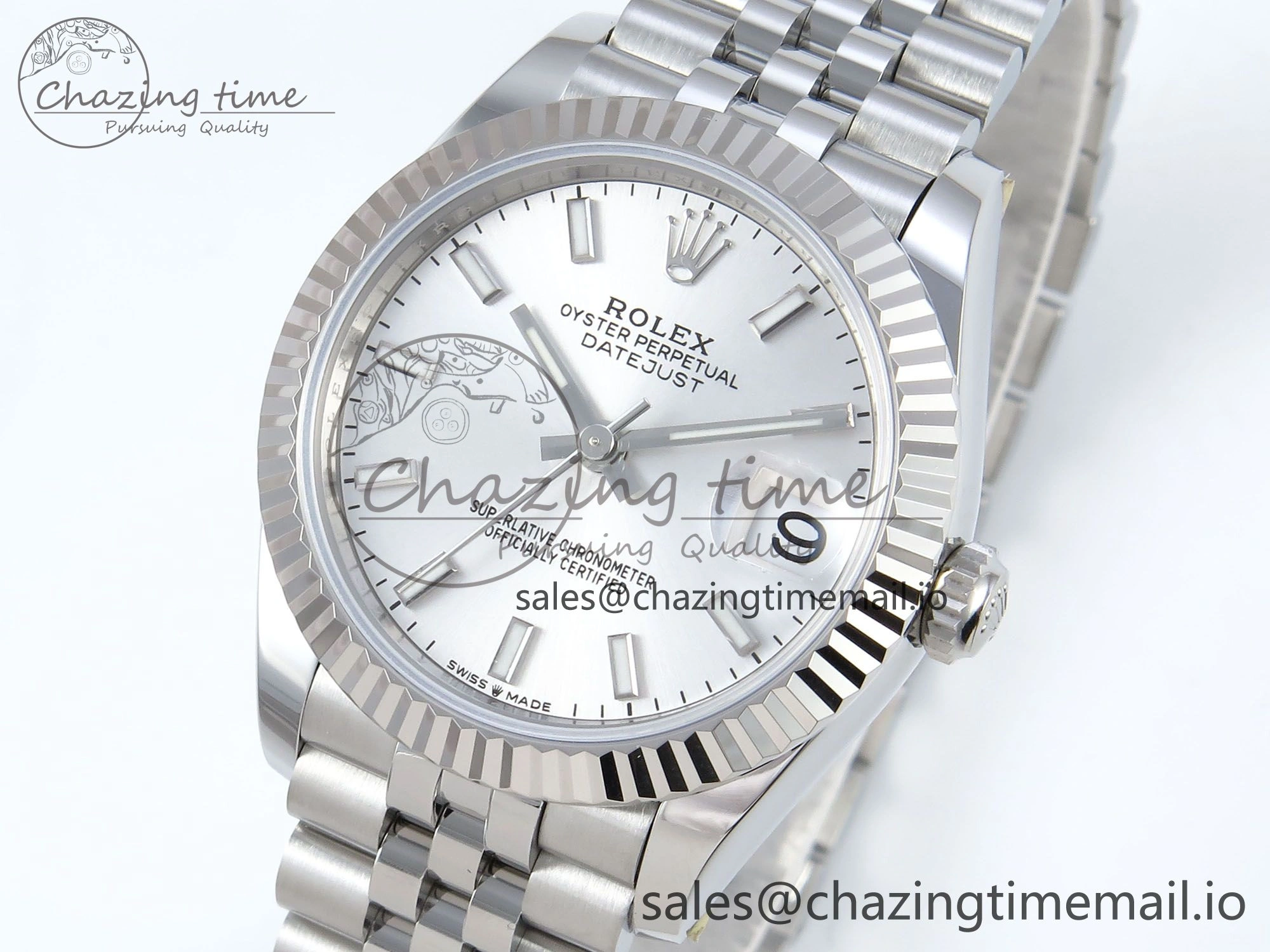 Snug DateJust 31 278274 ARF 1:1 Best Edition 904L Steel Silver Dial Stick Marker on SS Jubilee Bracelet ETA 544