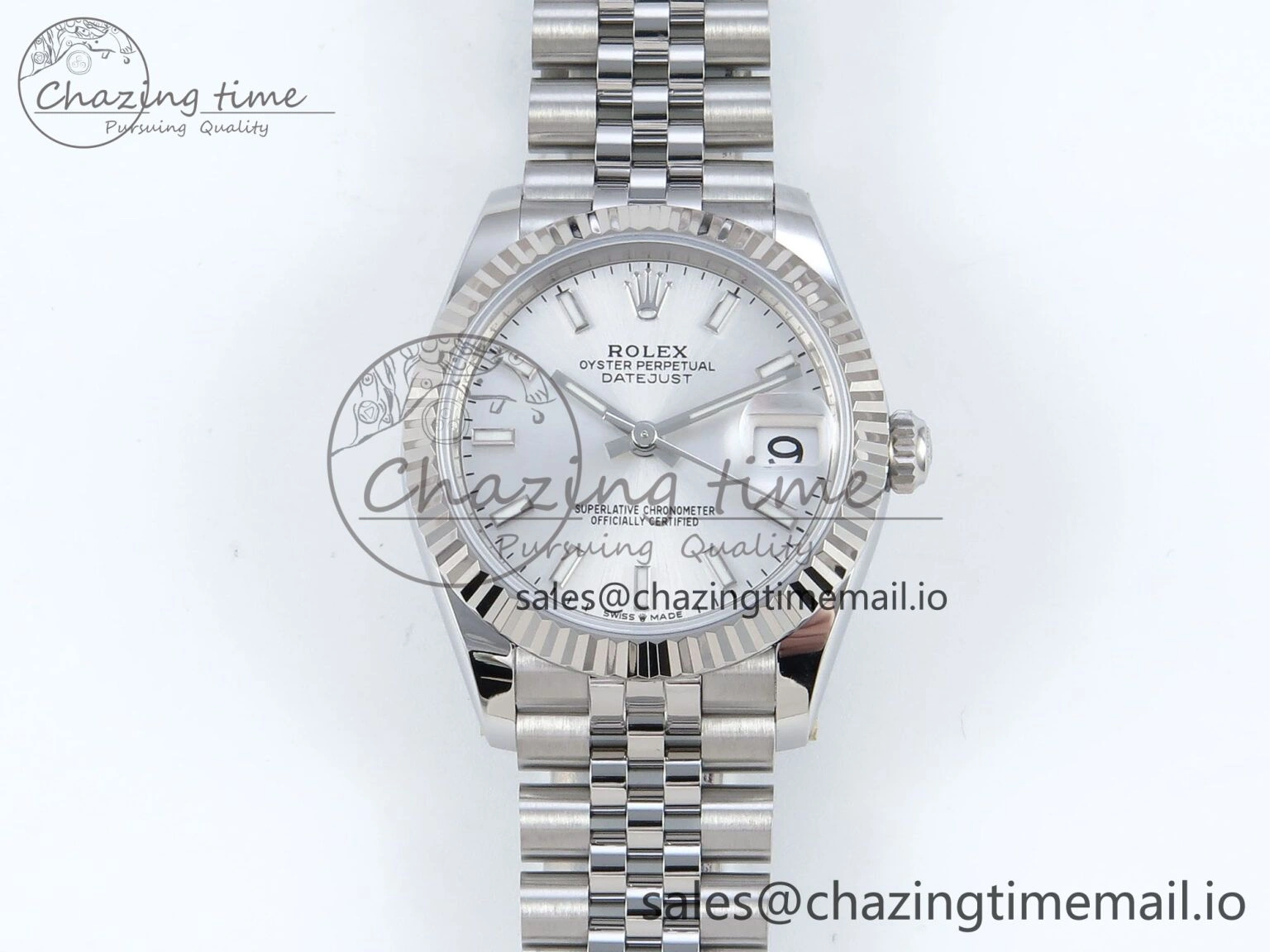 Snug DateJust 31 278274 ARF 1:1 Best Edition 904L Steel Silver Dial Stick Marker on SS Jubilee Bracelet ETA 544