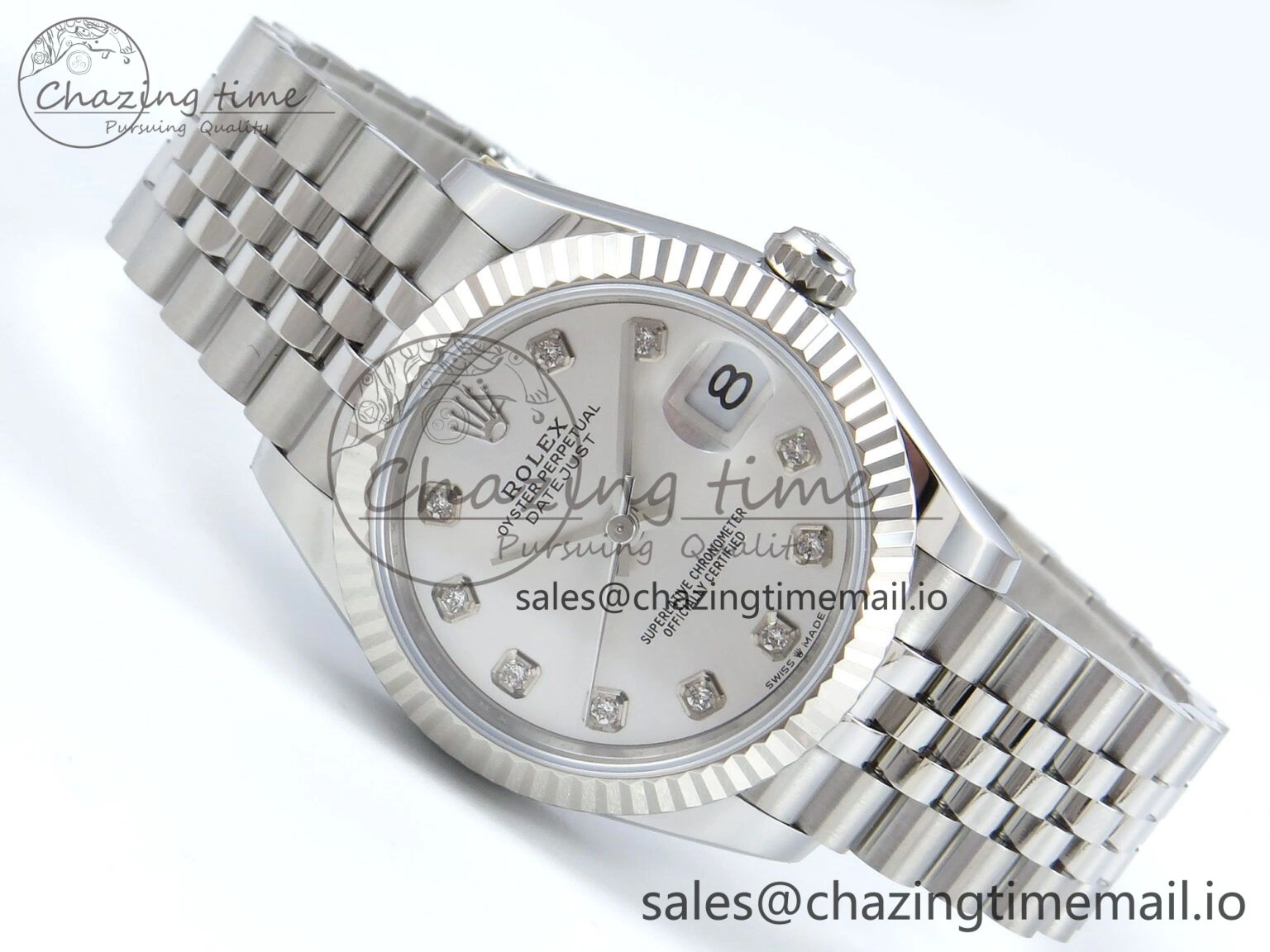 DateJust 31 278274 ARF 1:1 Best Edition 904L Steel Silver Diamonds Dial on SS Jubilee Bracelet ETA Original 542
