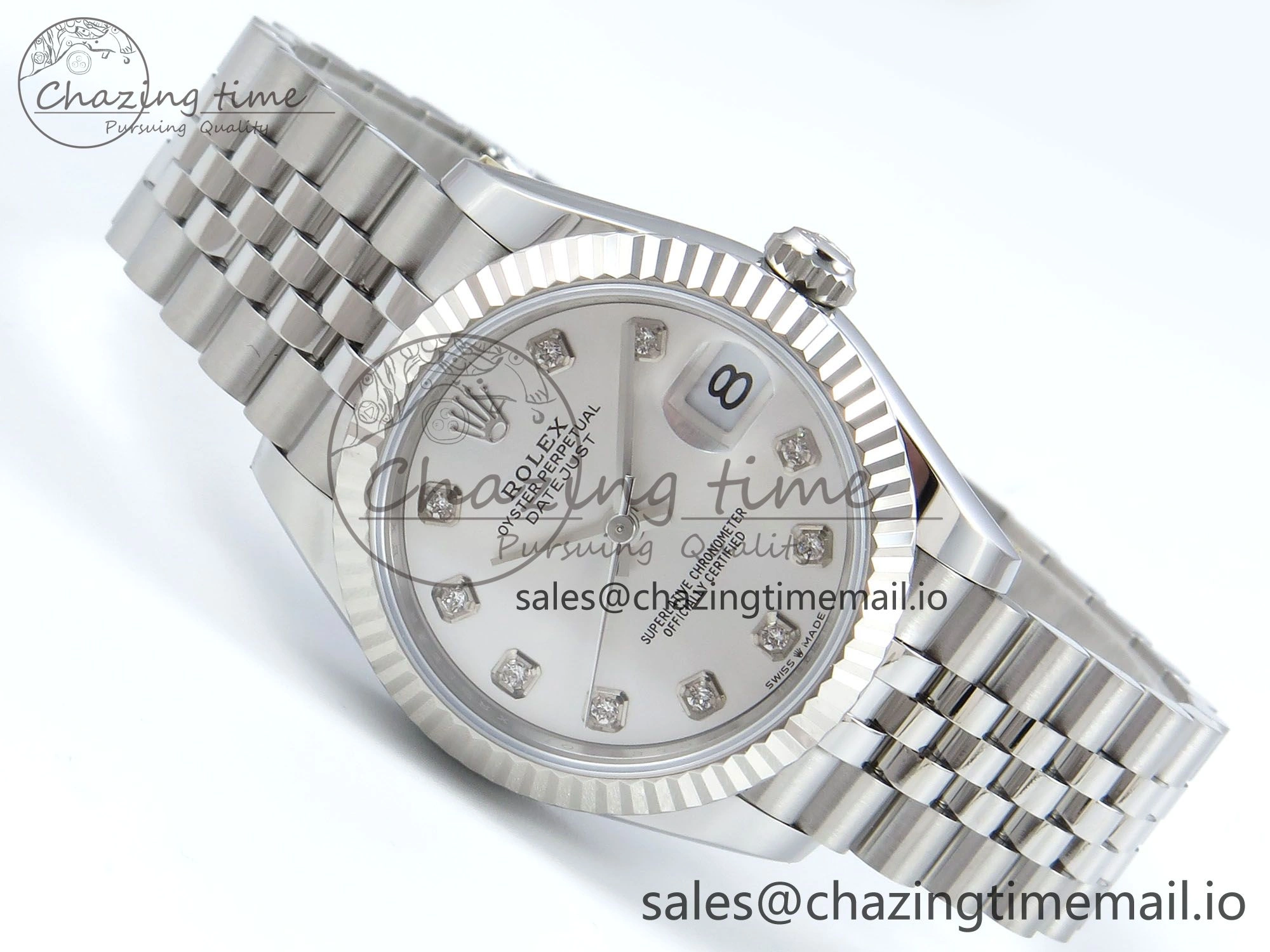DateJust 31 278274 ARF 1:1 Best Edition 904L Steel Silver Diamonds Dial on SS Jubilee Bracelet ETA Original 542