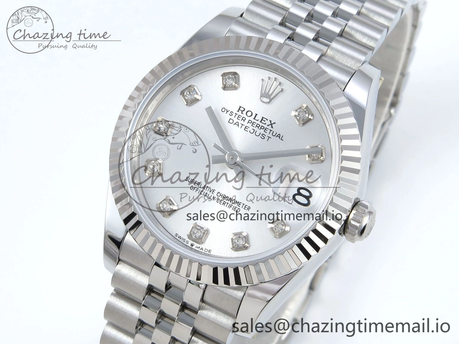 DateJust 31 278274 ARF 1:1 Best Edition 904L Steel Silver Diamonds Dial on SS Jubilee Bracelet ETA Original 542